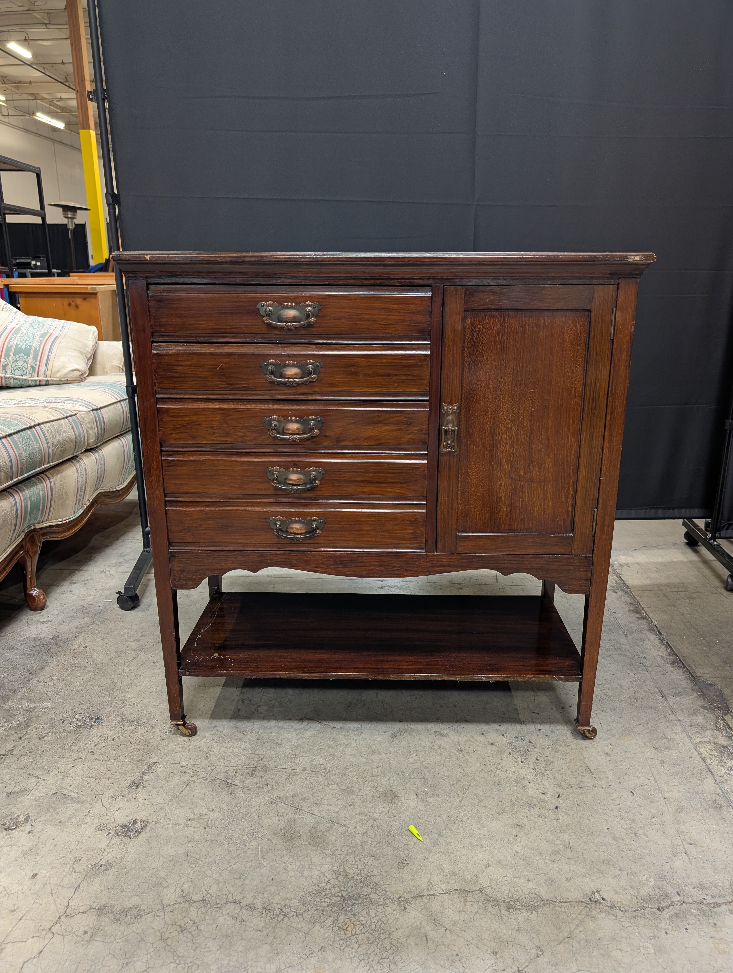 Vintage Dark Wood Edwardian music cabinet