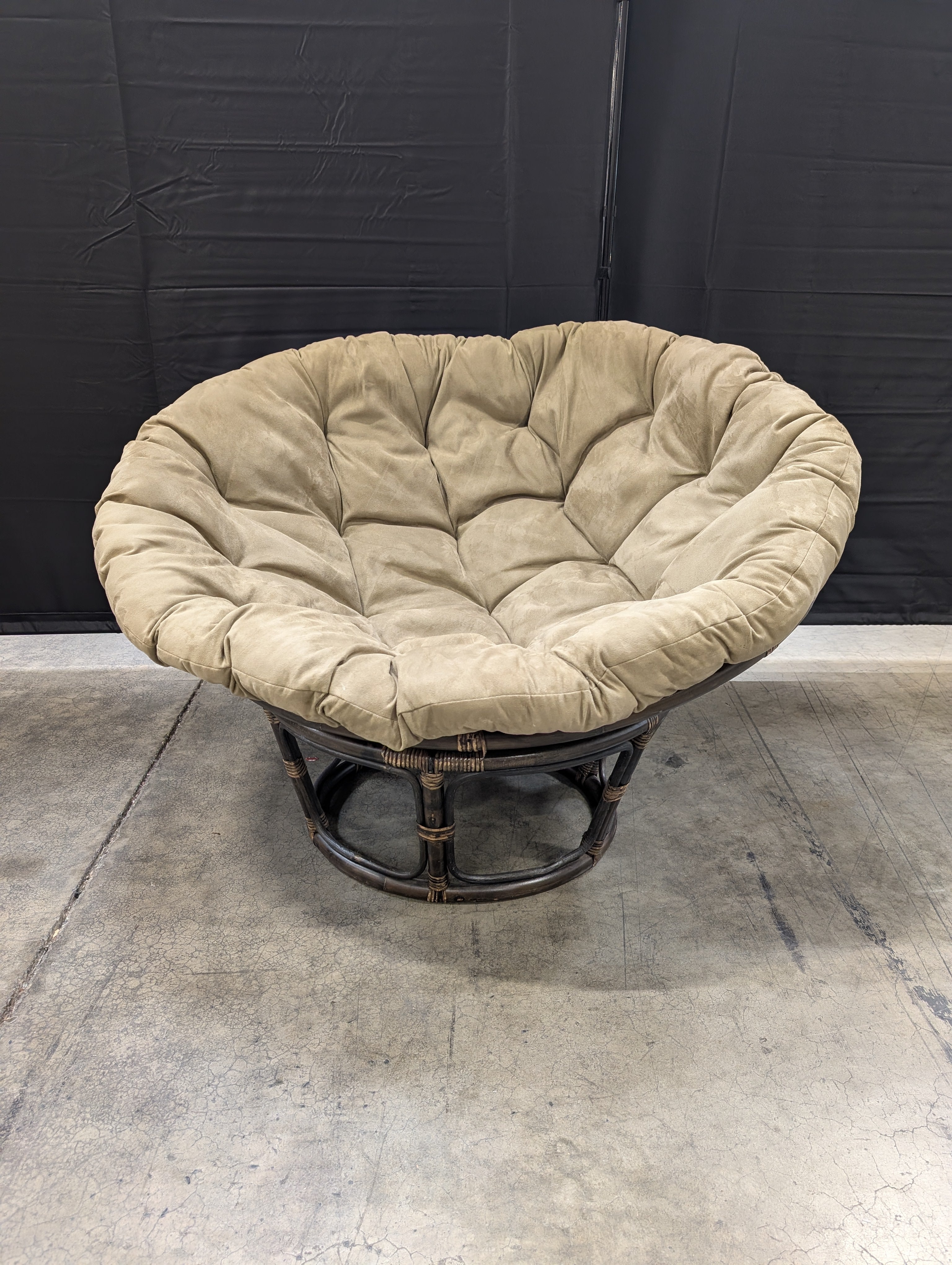 Olive Green Double Papasan Chair in Rattan