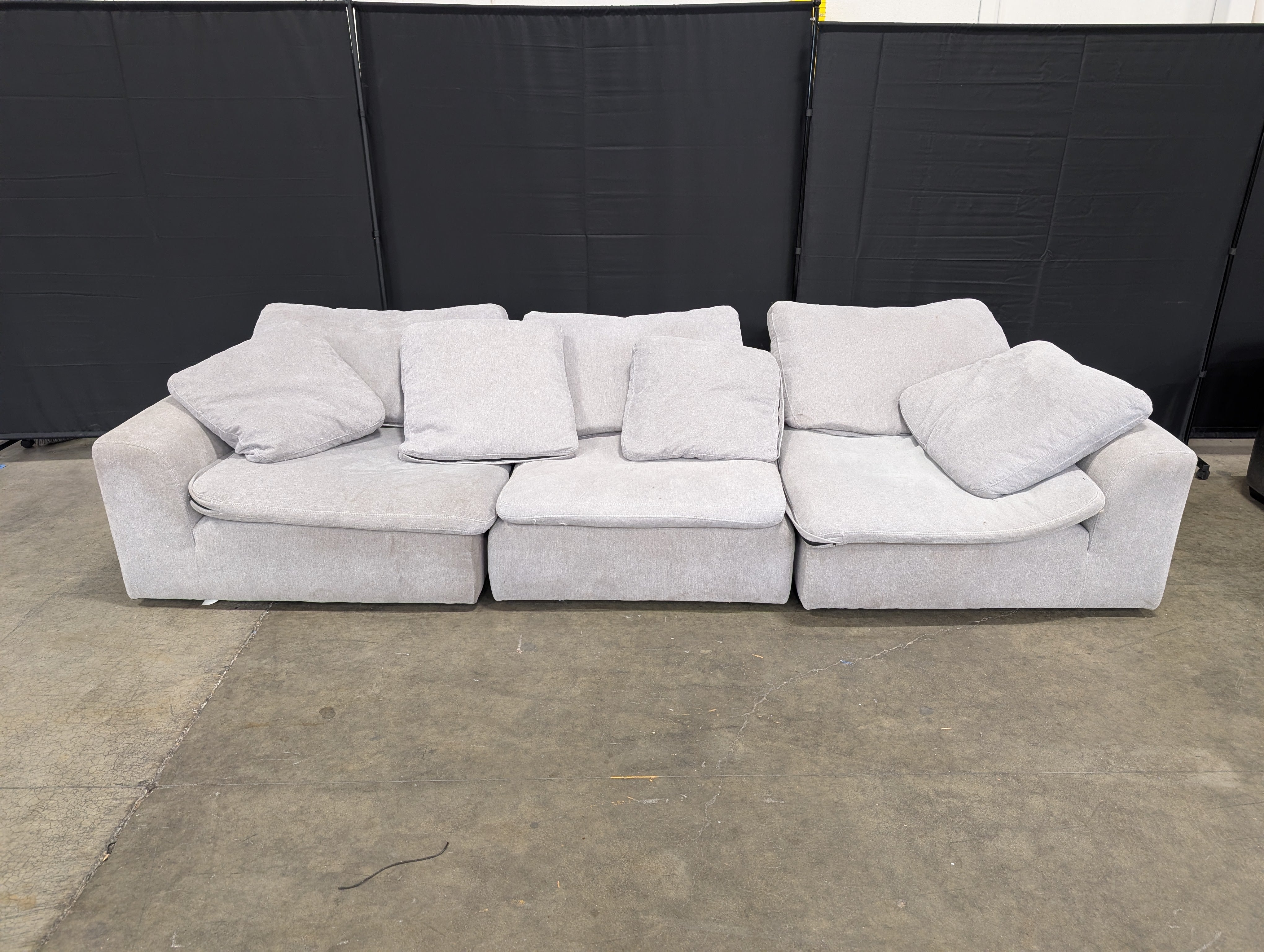 Modular Light Grey Fabric Sectional Sofa Set