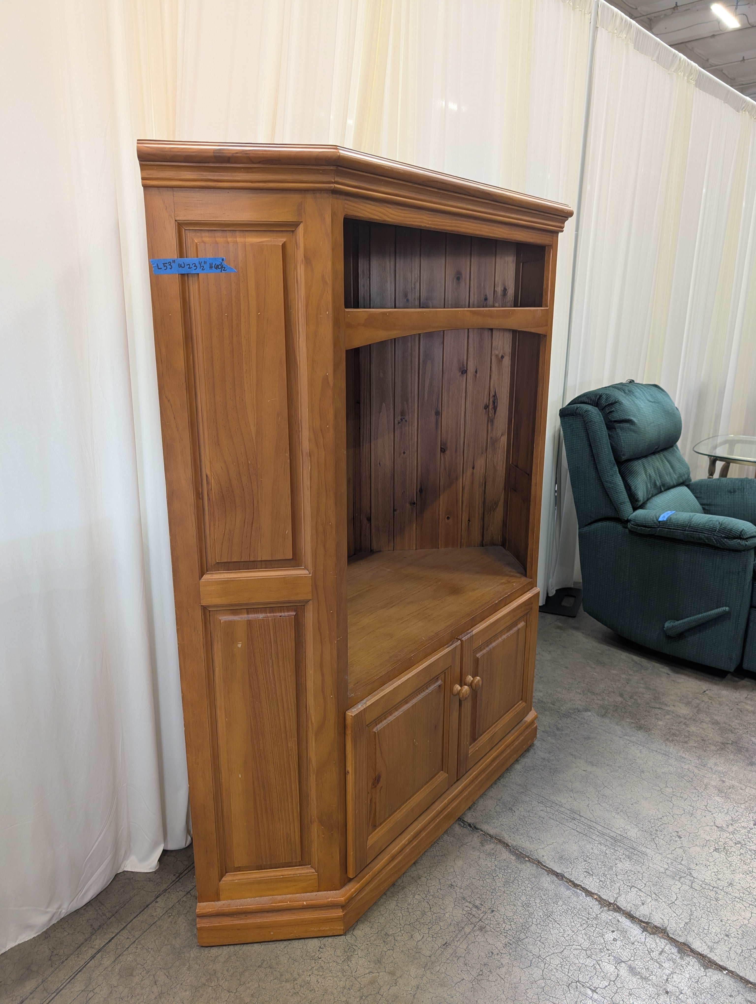 Traditional Corner China Cabinet in Warm Wood