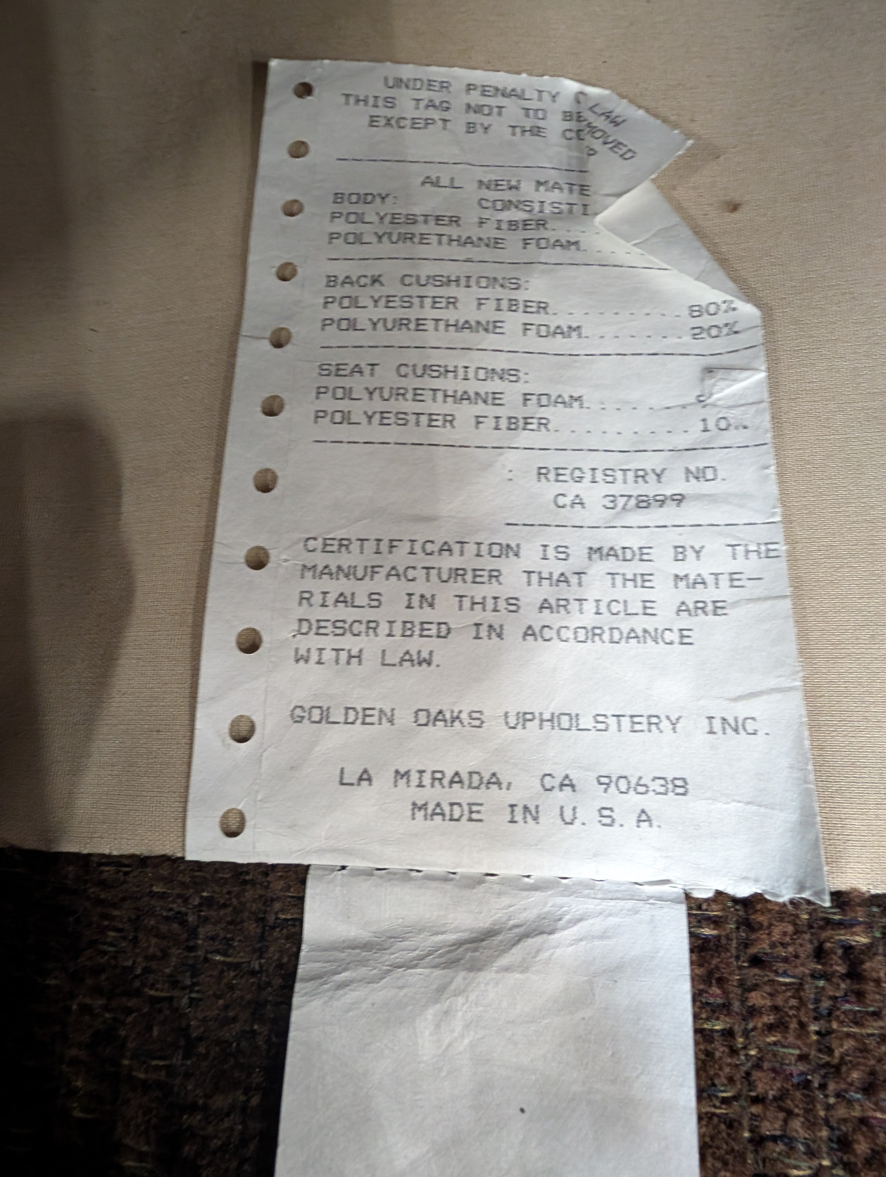 Textured Brown Loveseat with Nail Trim