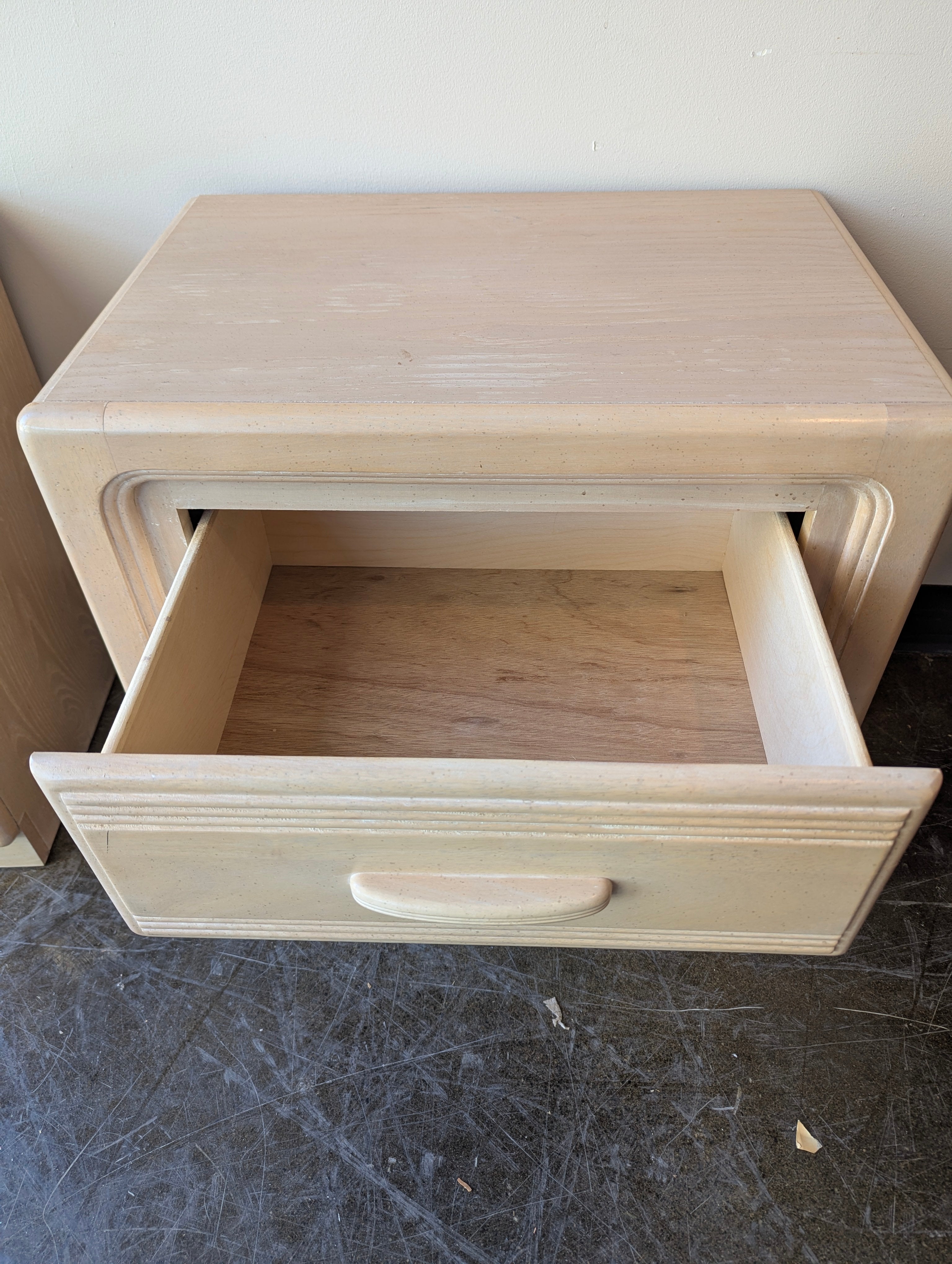 Vintage Light Beige Two-Drawer Nightstand