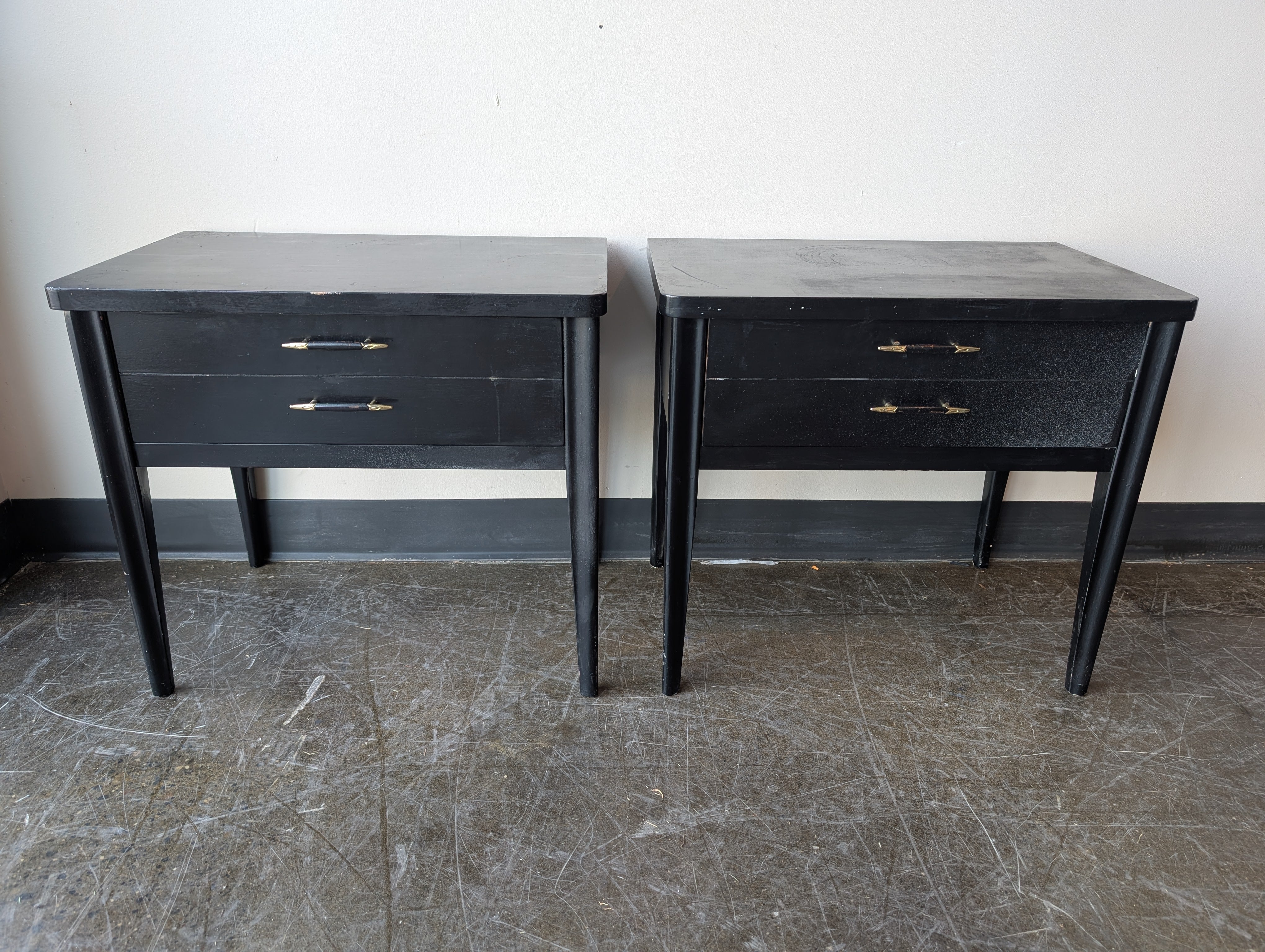 Pair of Modern Black Wood End Table