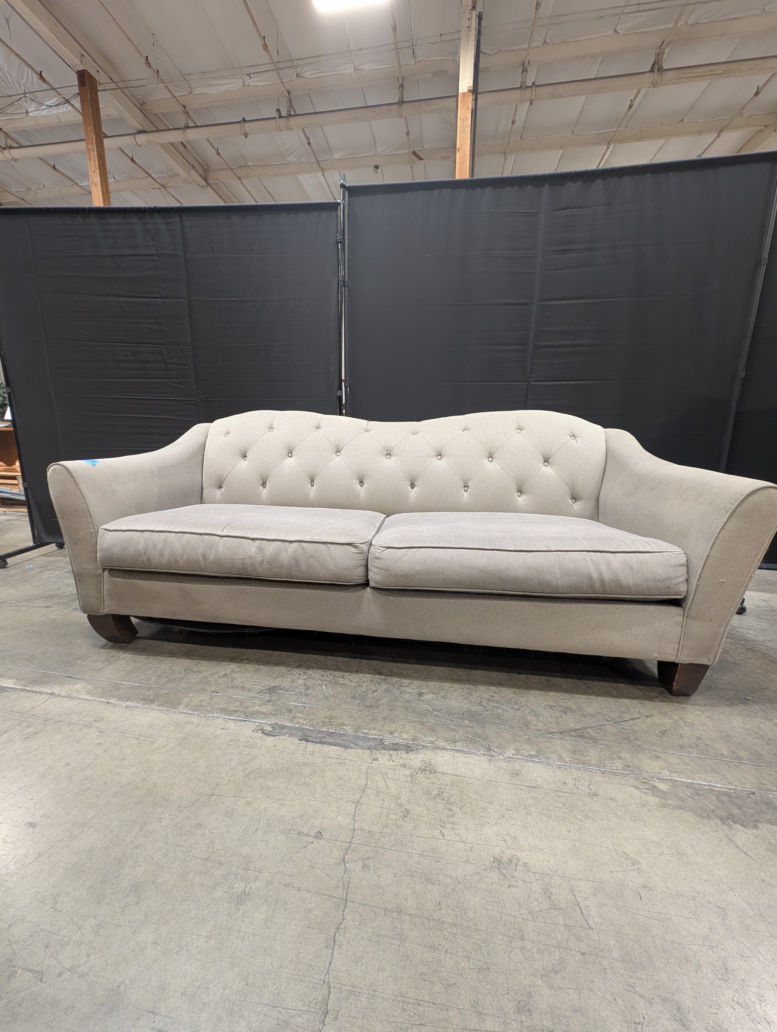 Tufted Back Fabric Sofa with Rolled Arms
