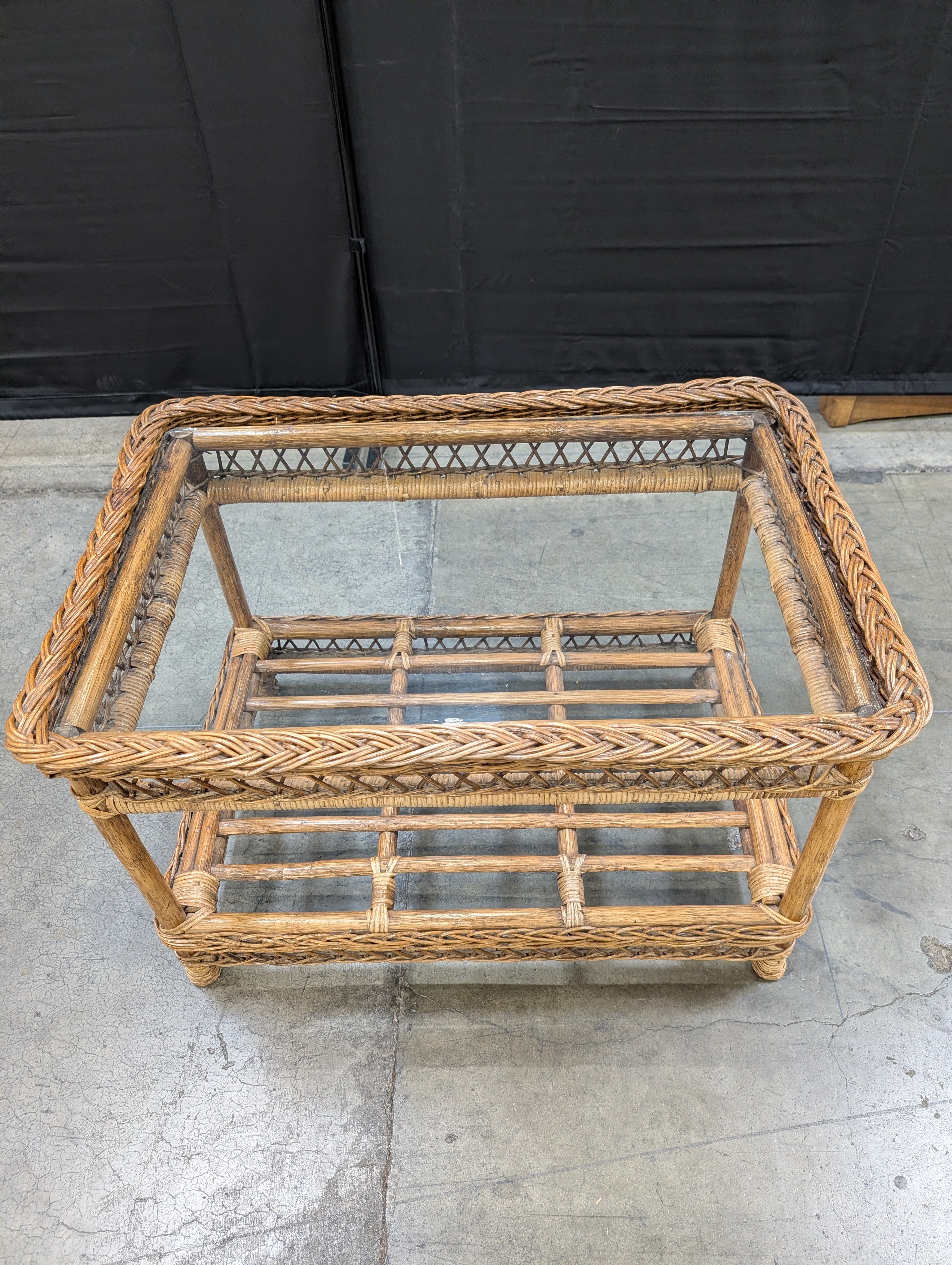 Natural Wicker Rectangular Display Shelf