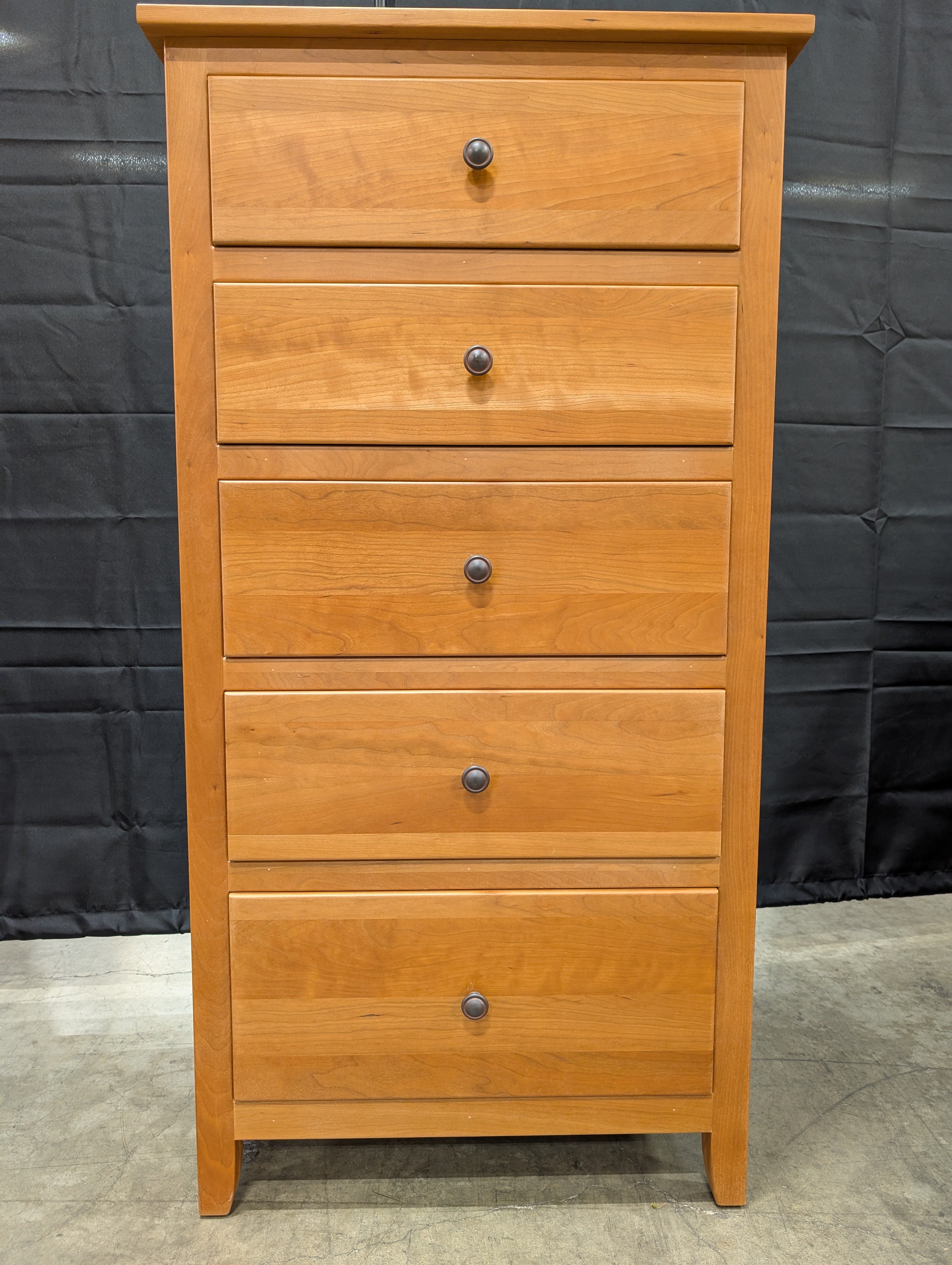 Classic Cherry Wood 5-Drawer Tall Chest - Very Good Condition Storage