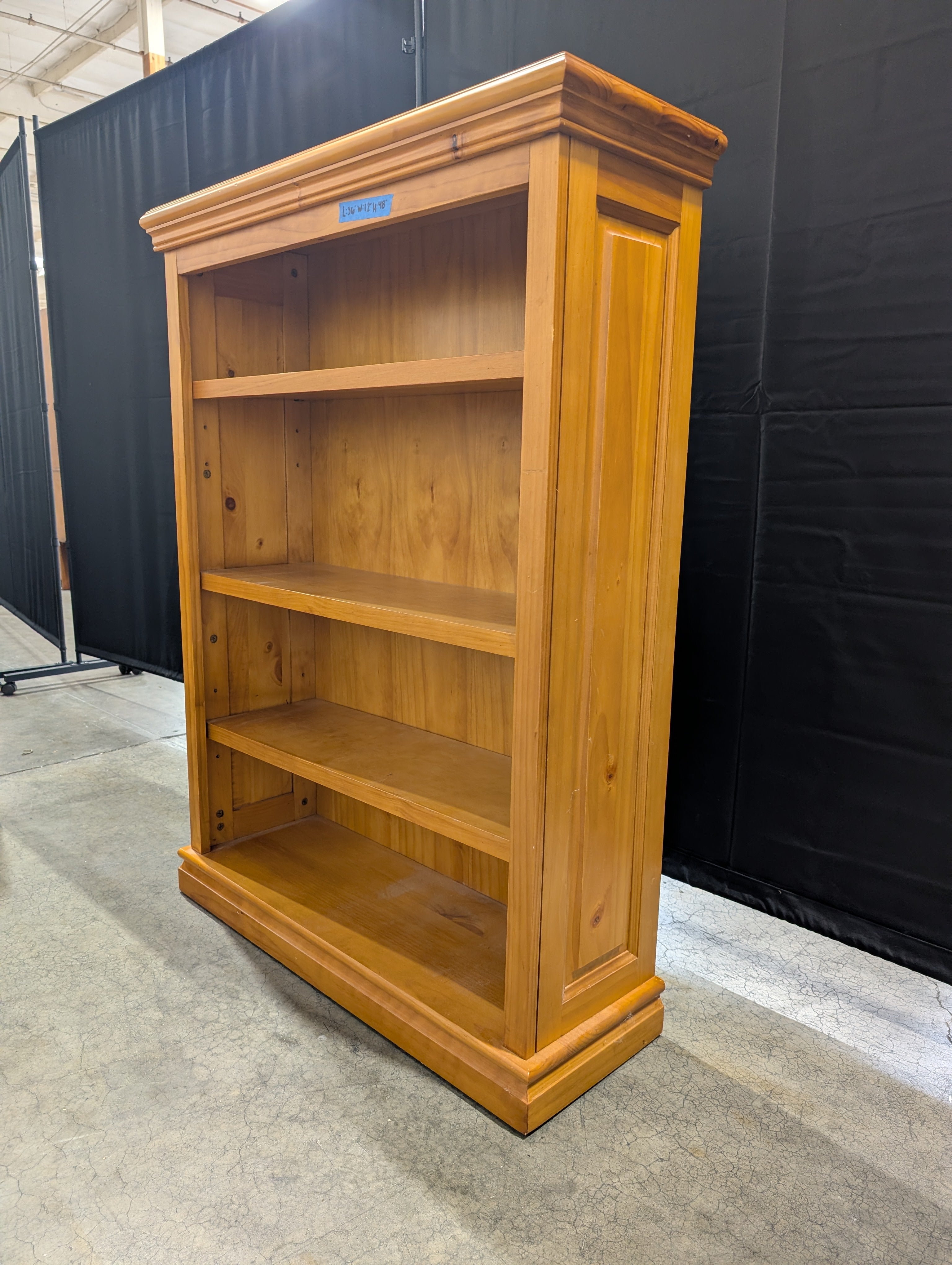 Honey Oak Wood Bookcase with Crown Molding