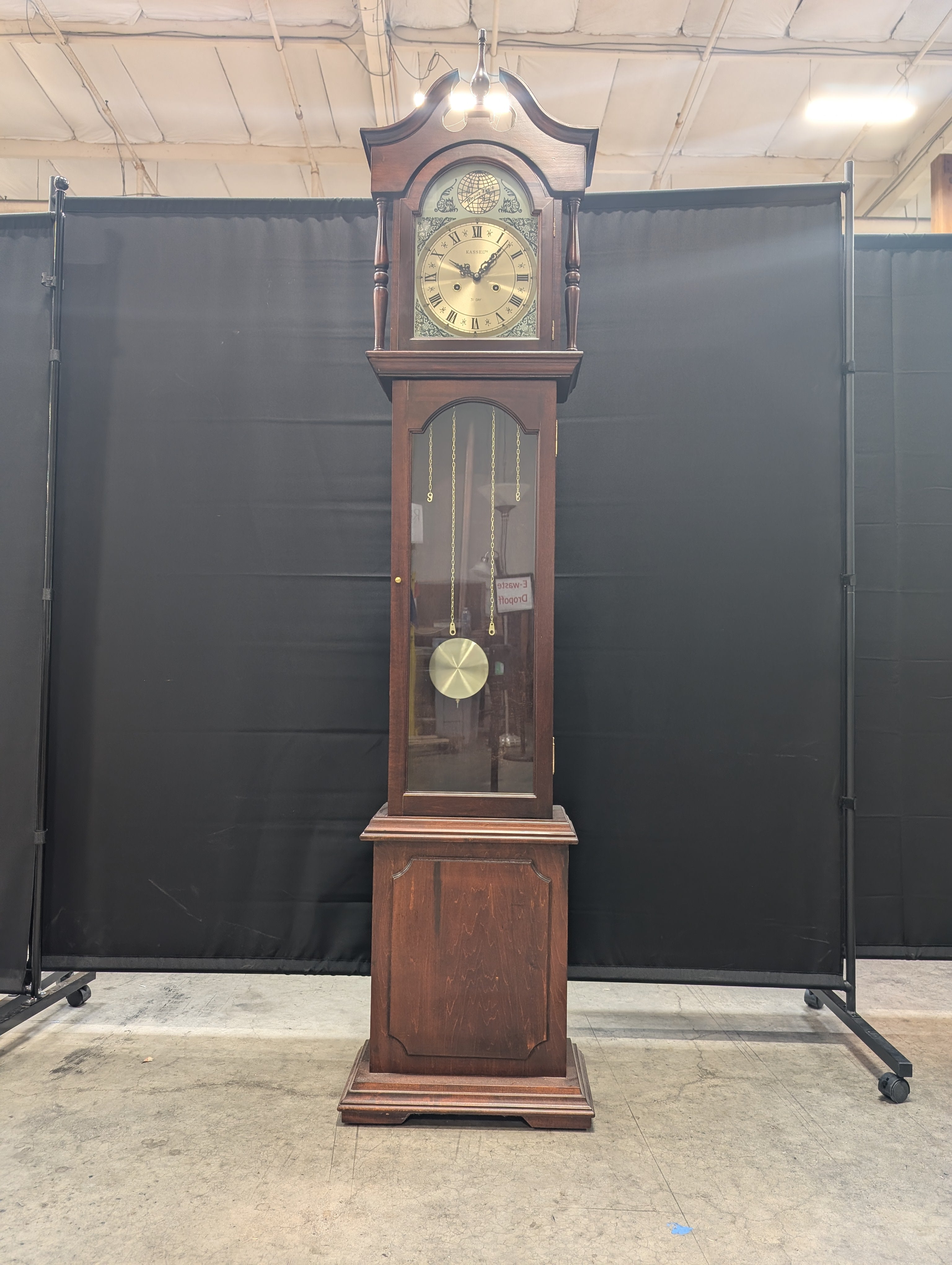 Traditional KASSEL Cherry Finish Grandfather Clock with Roman Numerals