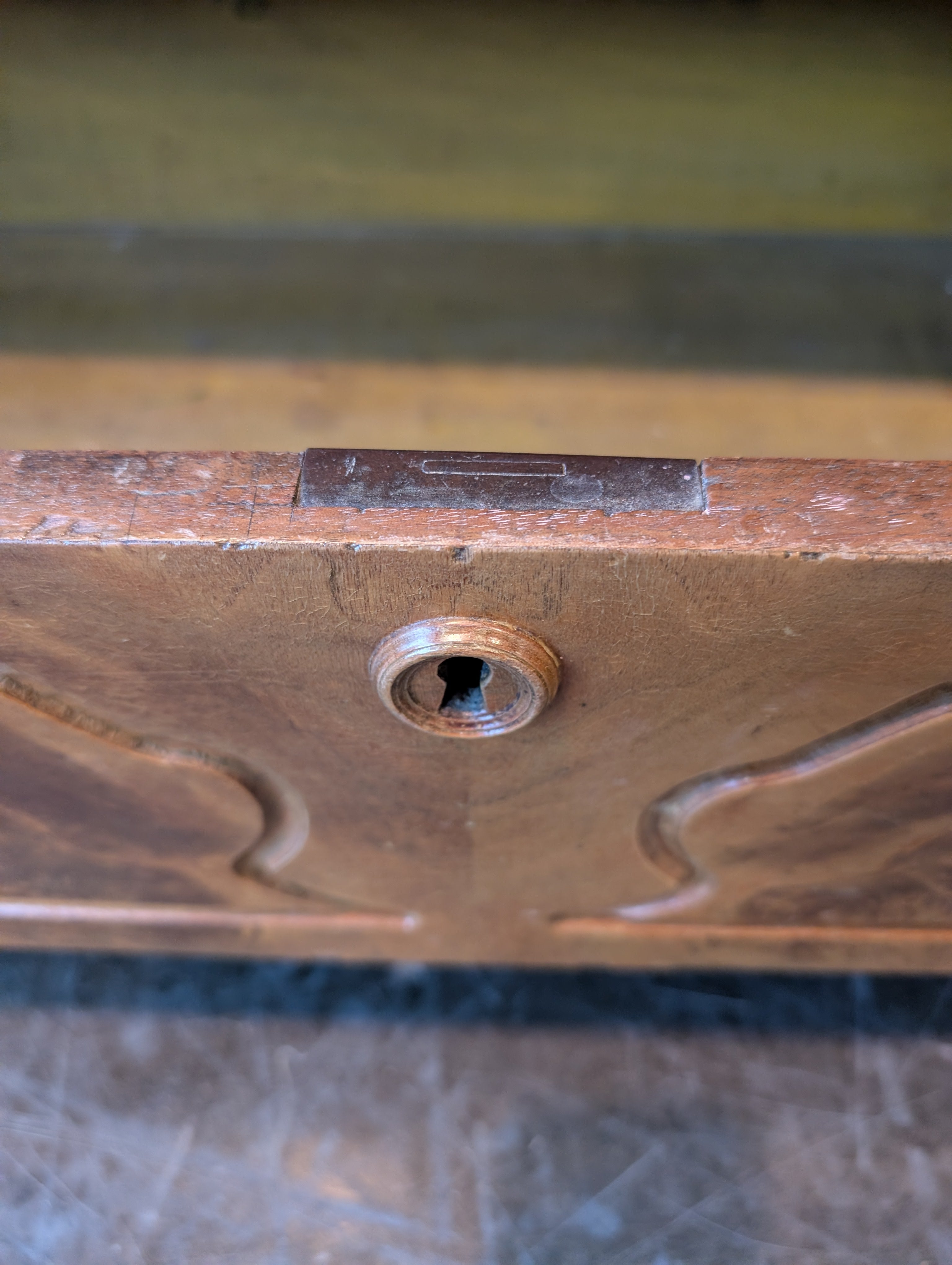Antique Wood Five-Drawer Dresser with Marble Tops