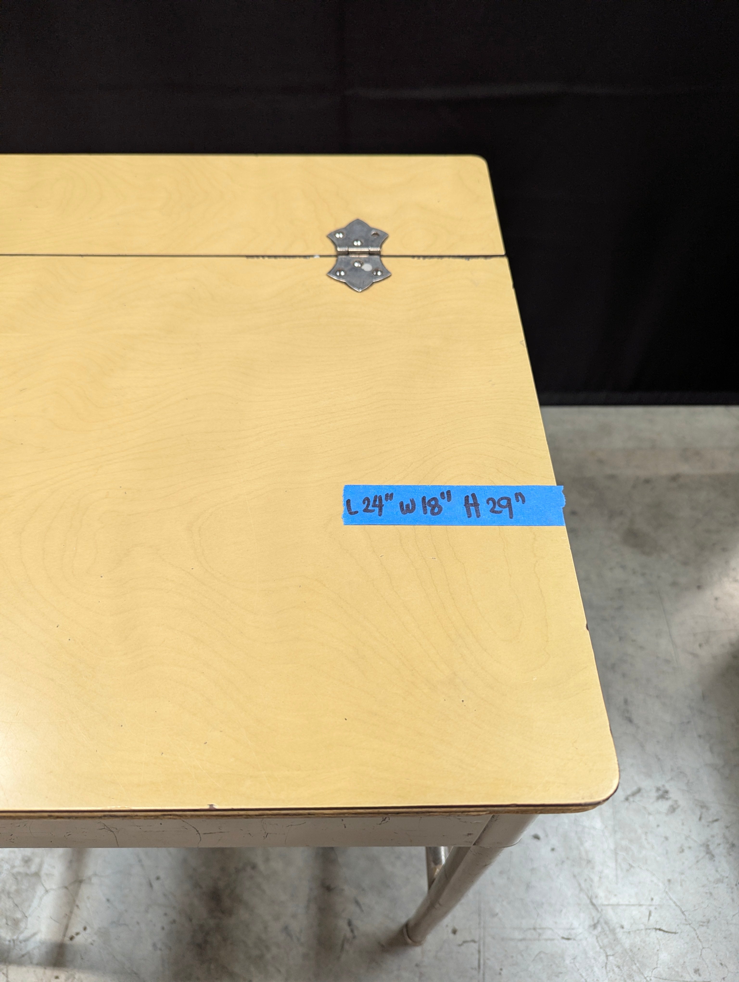 Vintage Light Wood Lift-Top School Desk with Metal Frame