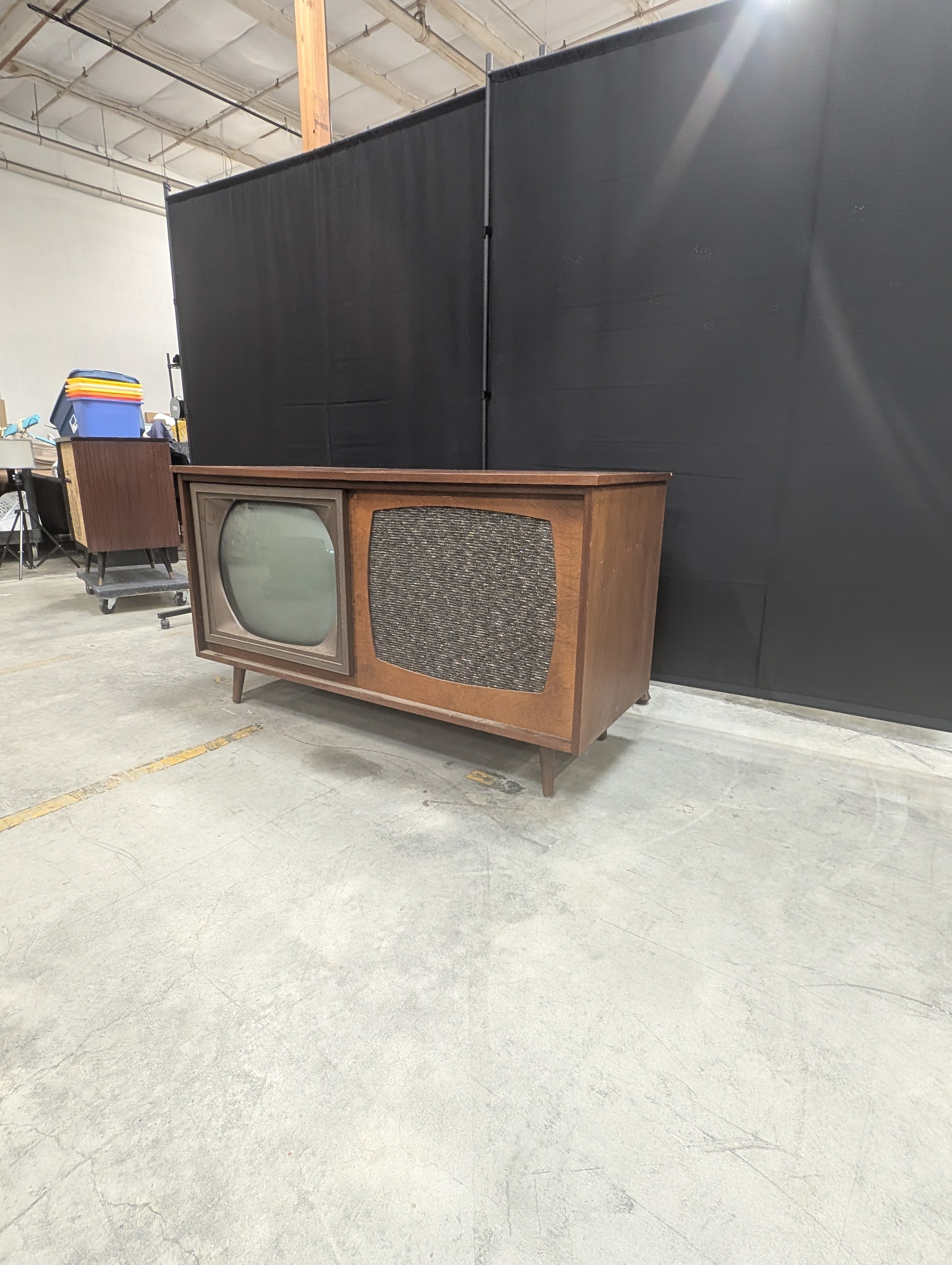Vintage High Fidelity Wood Console Television and Record Player