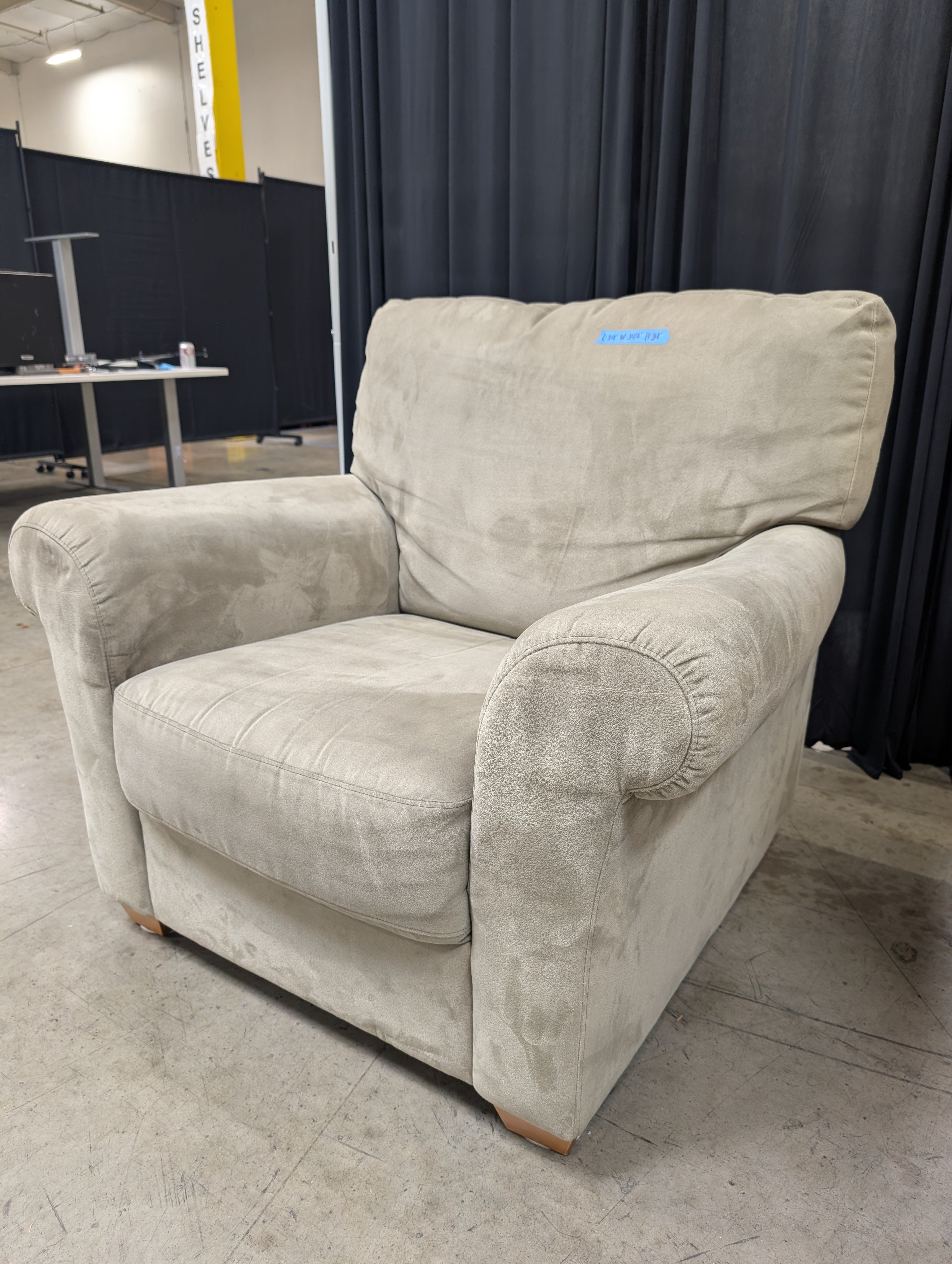 Grey Microfiber Rolled Arm Armchair
