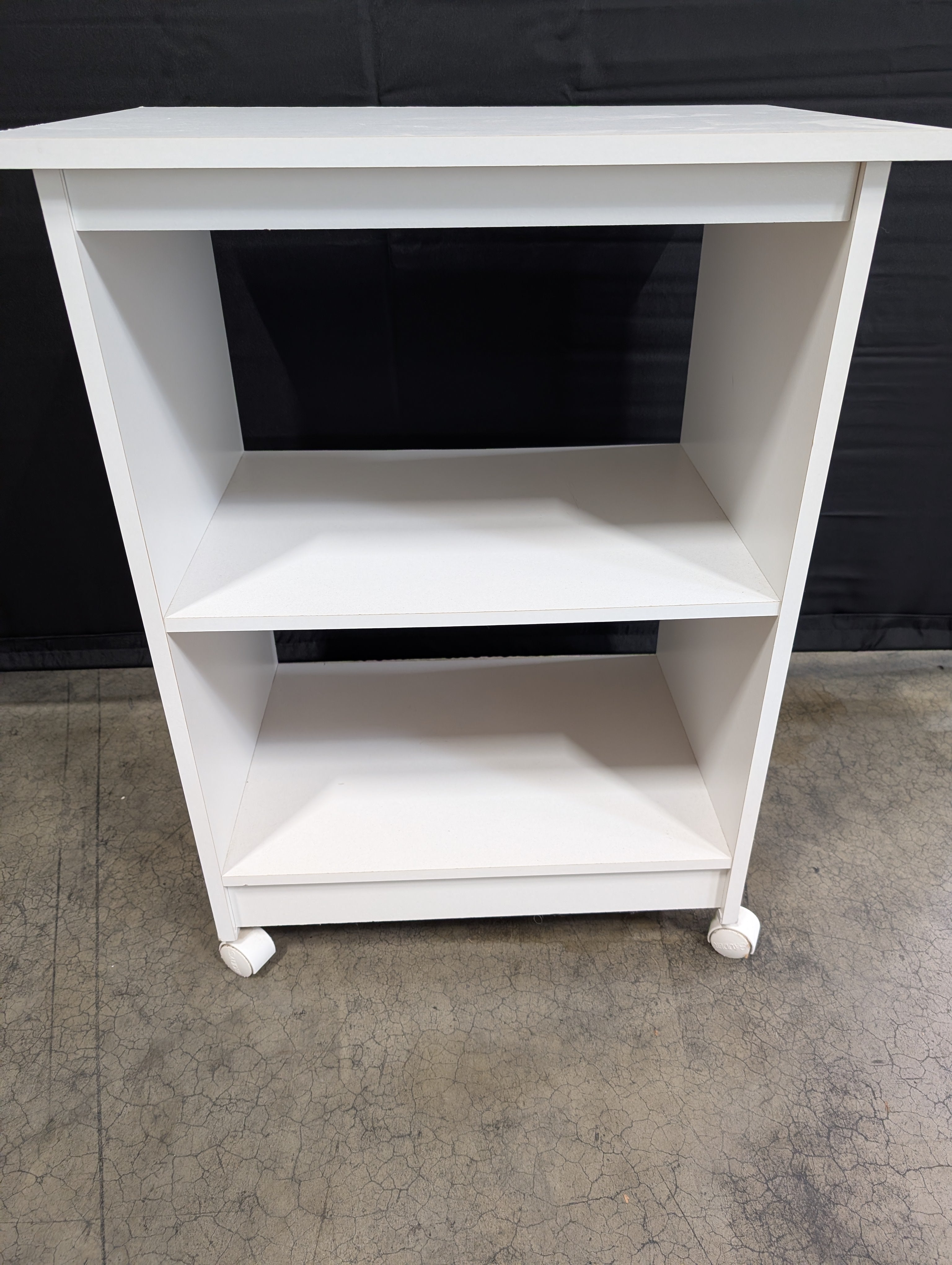 Compact White Mobile Storage Unit with Open Shelves