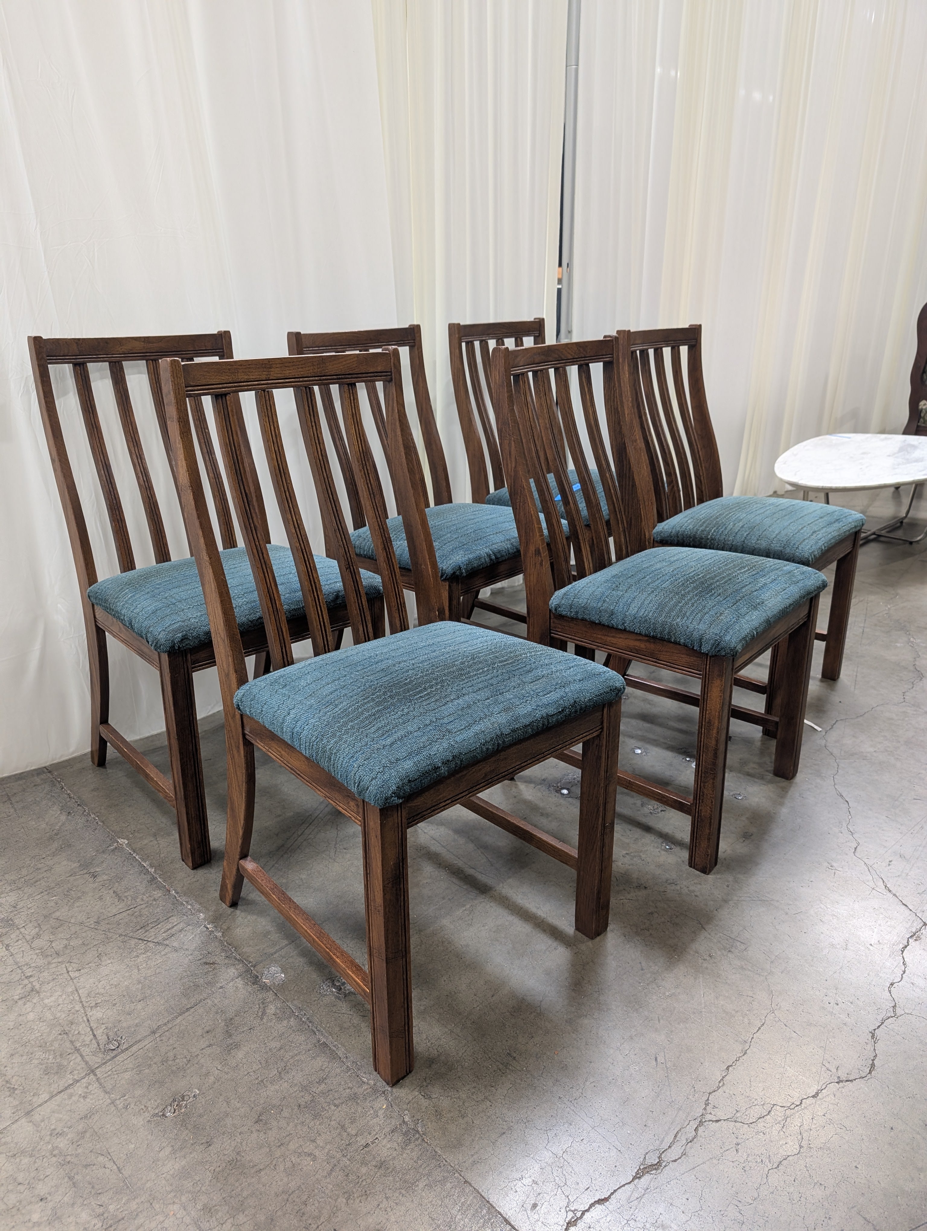 Set of Six Traditional Brown Wood Dining Chair with Spindle Back