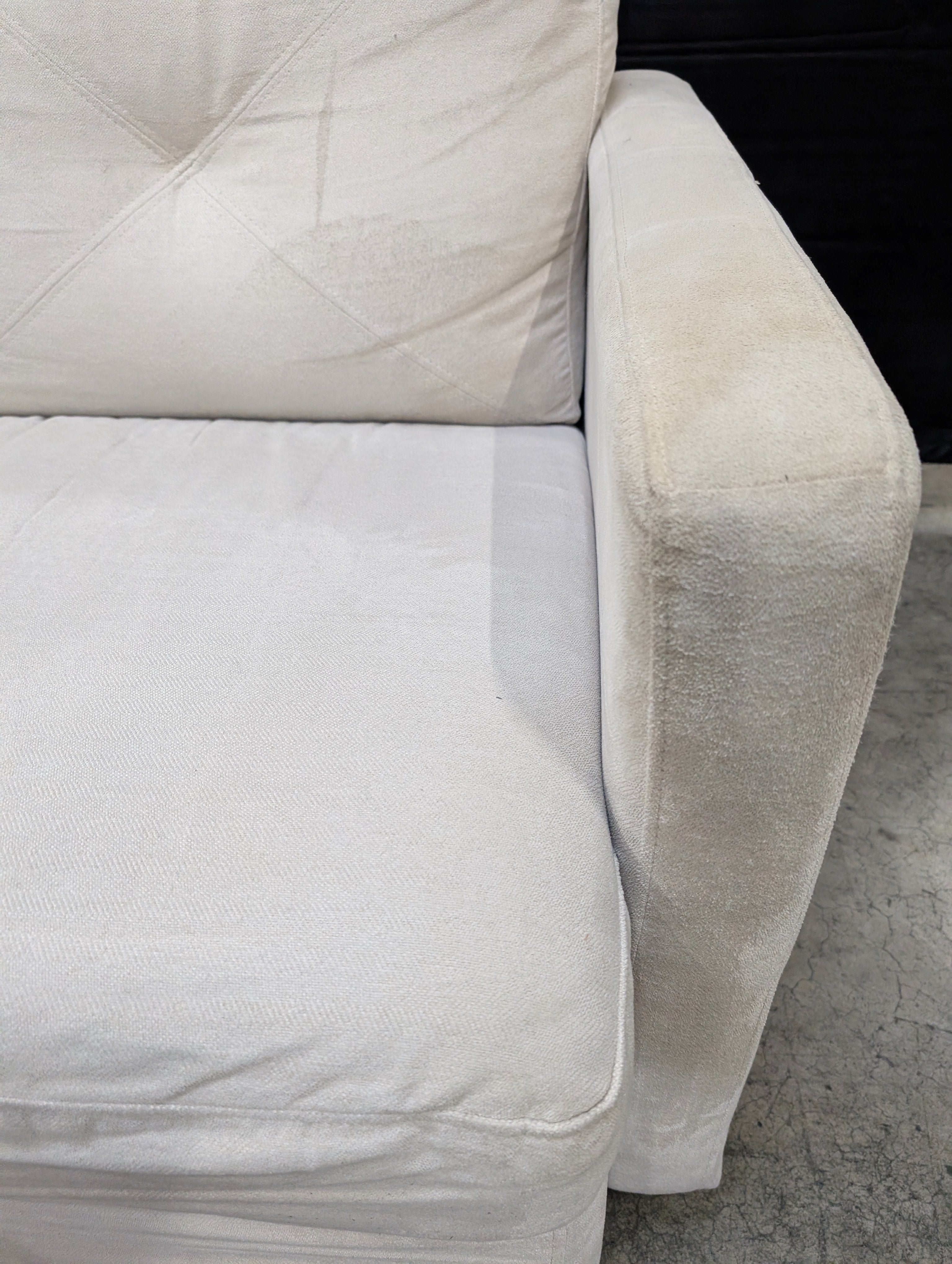 Spacious Light Beige Fabric Three-Seater Sofa