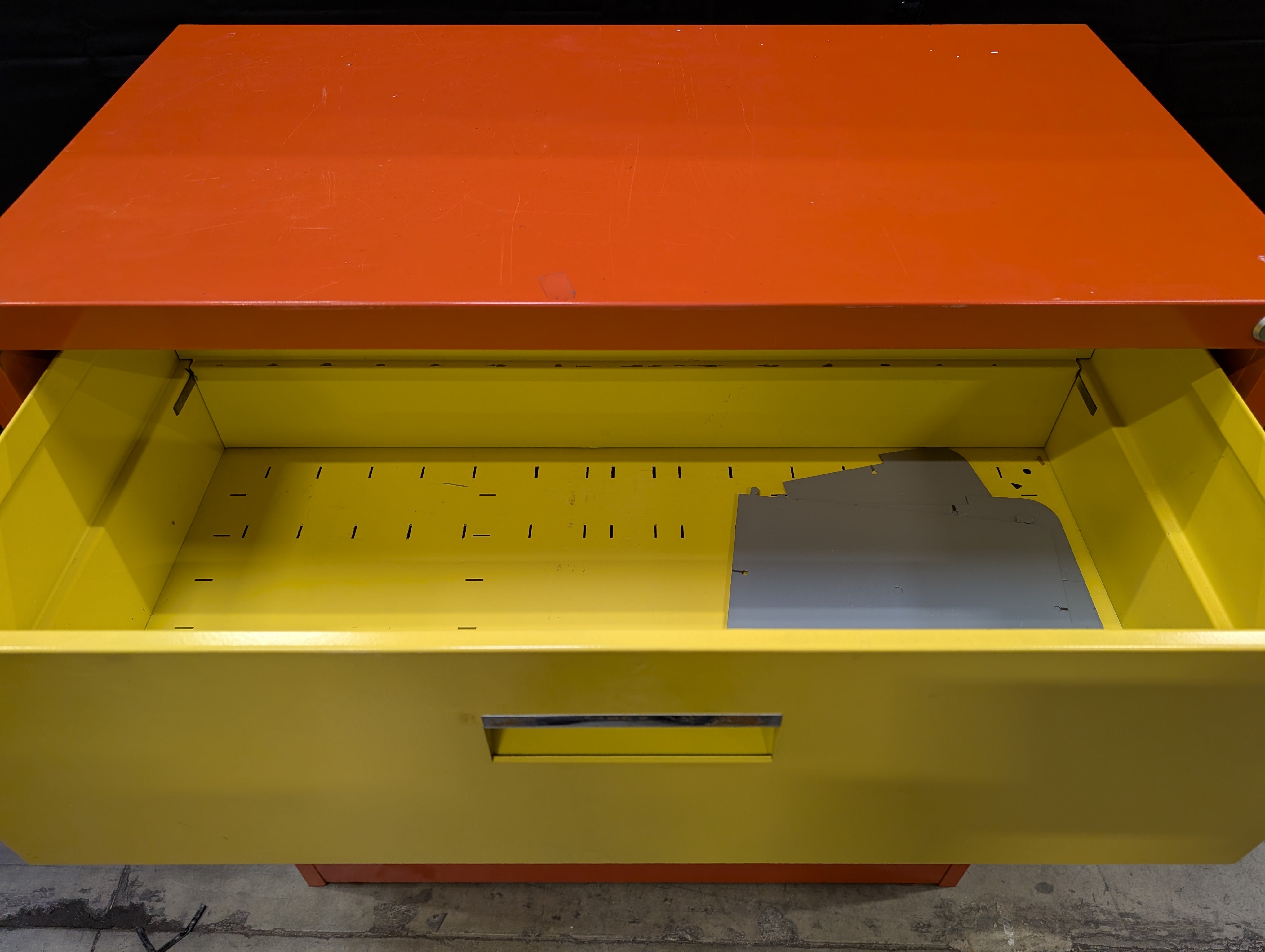 Three-Drawer Red & Yellow No Key File Cabinet