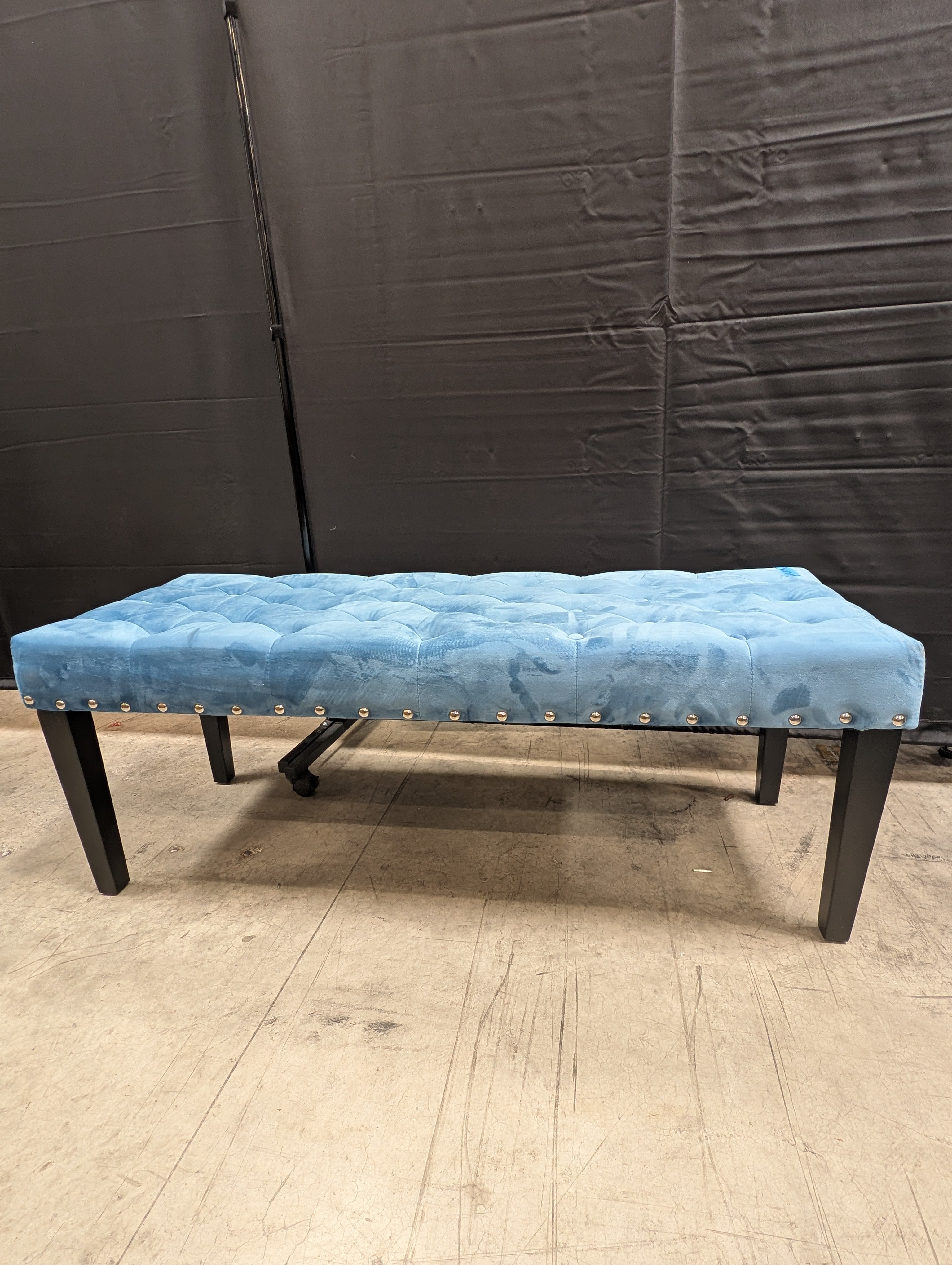 Plush Teal Velvet Upholstered Ottoman