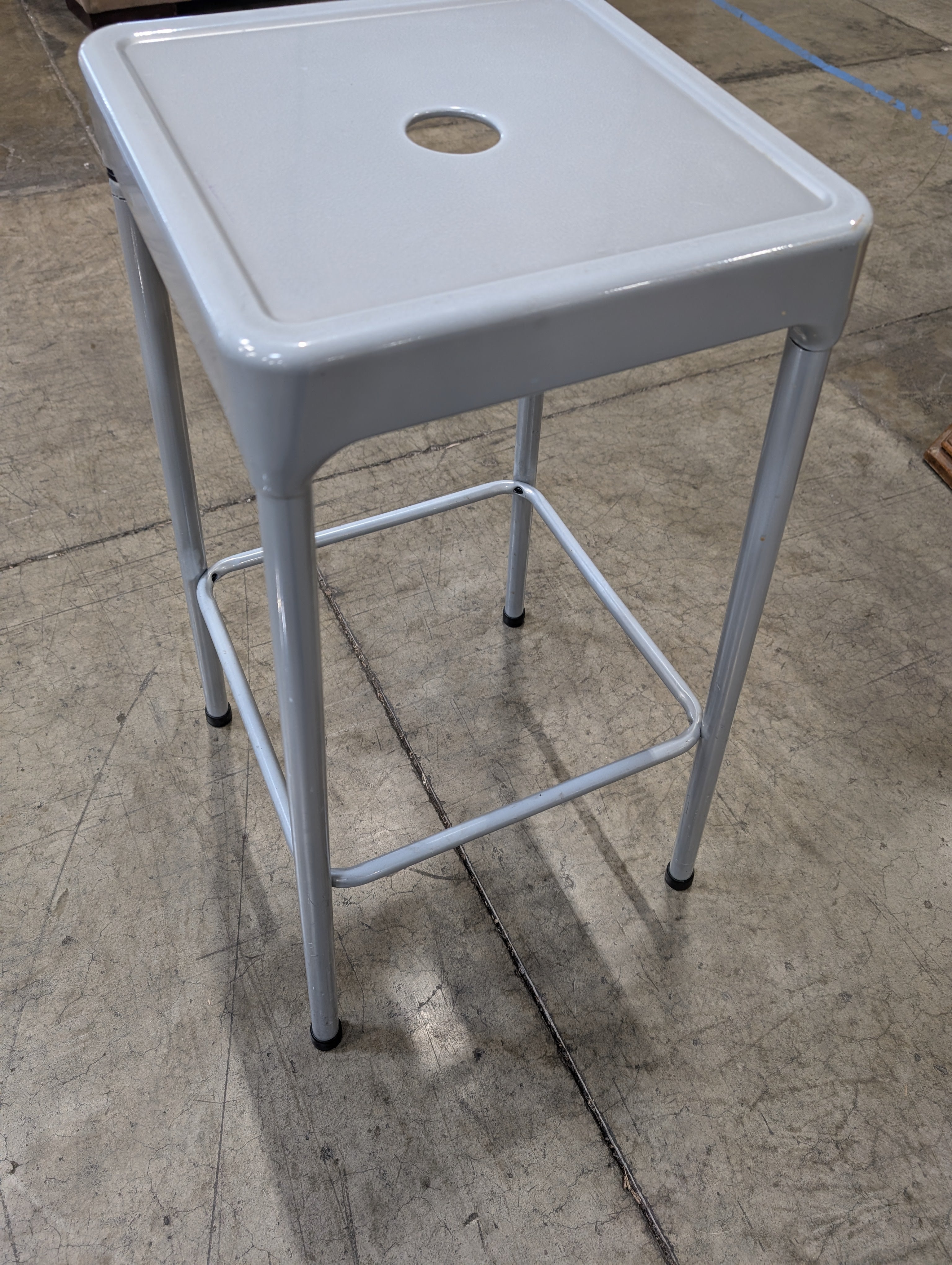 Modern Industrial Grey Metal Square Stool