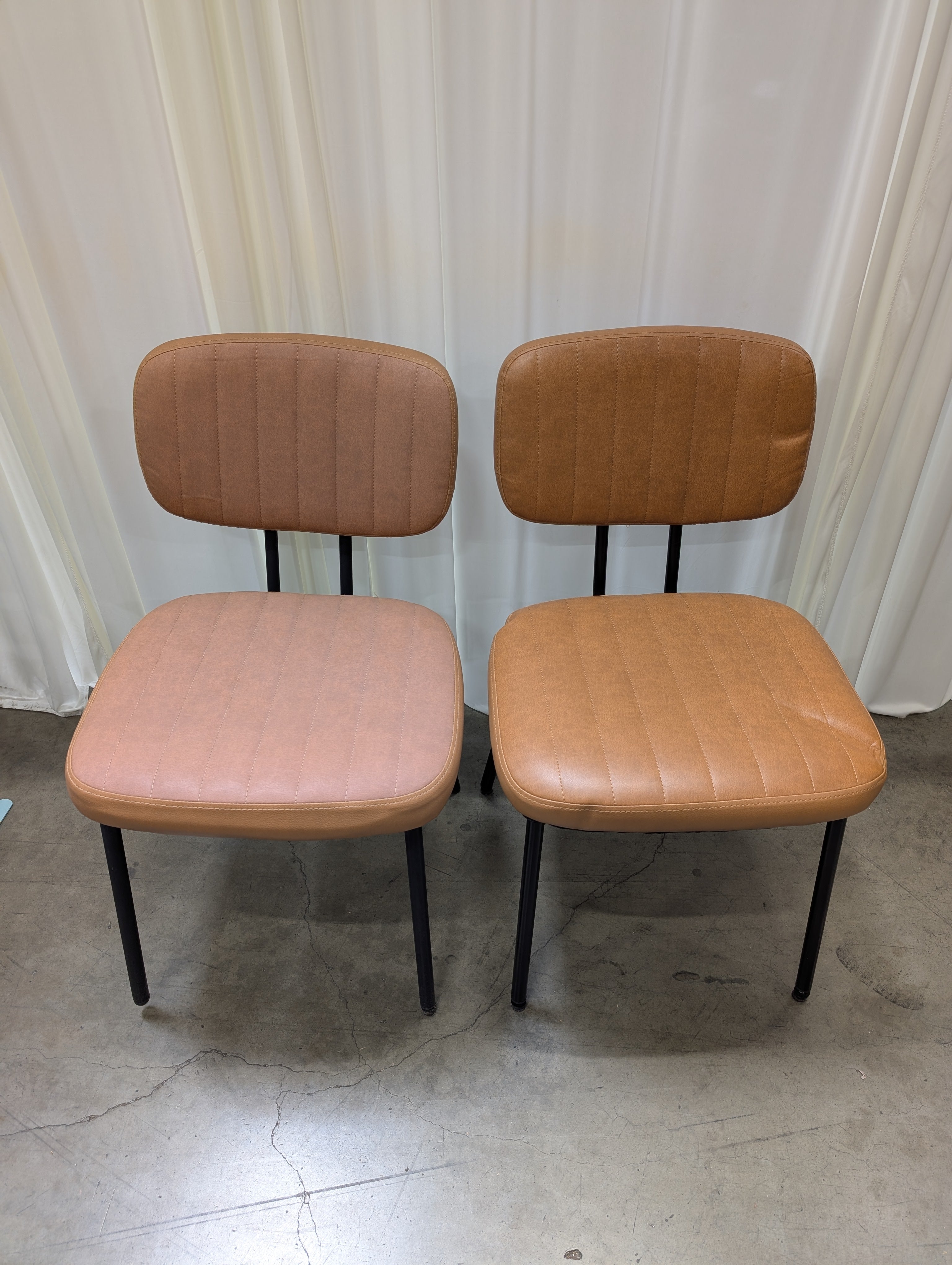 Pair of Modern Brown Upholstered Dining Chair with Metal Frame