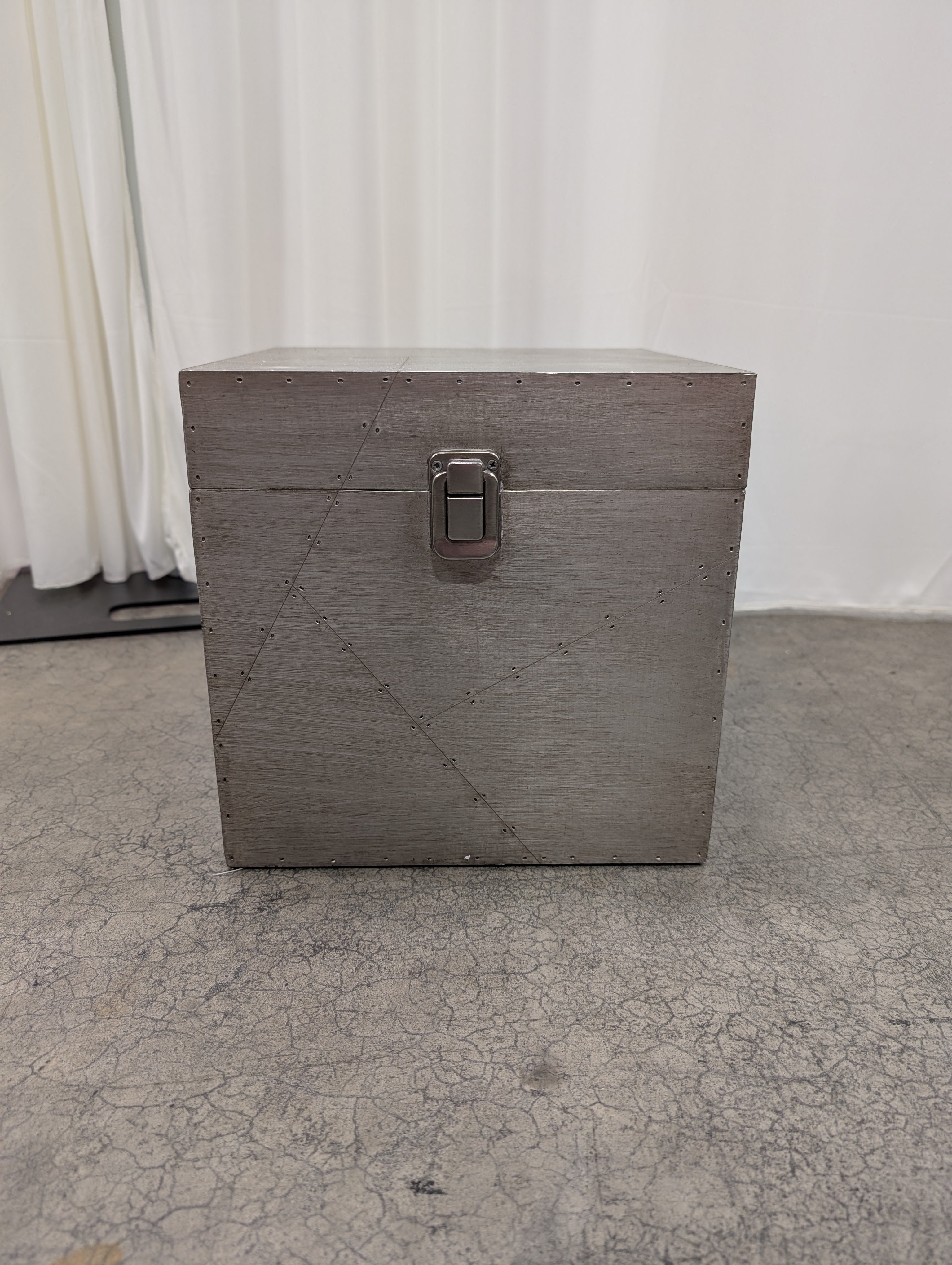 10" Industrial Silver Metal Storage Trunk with Handles