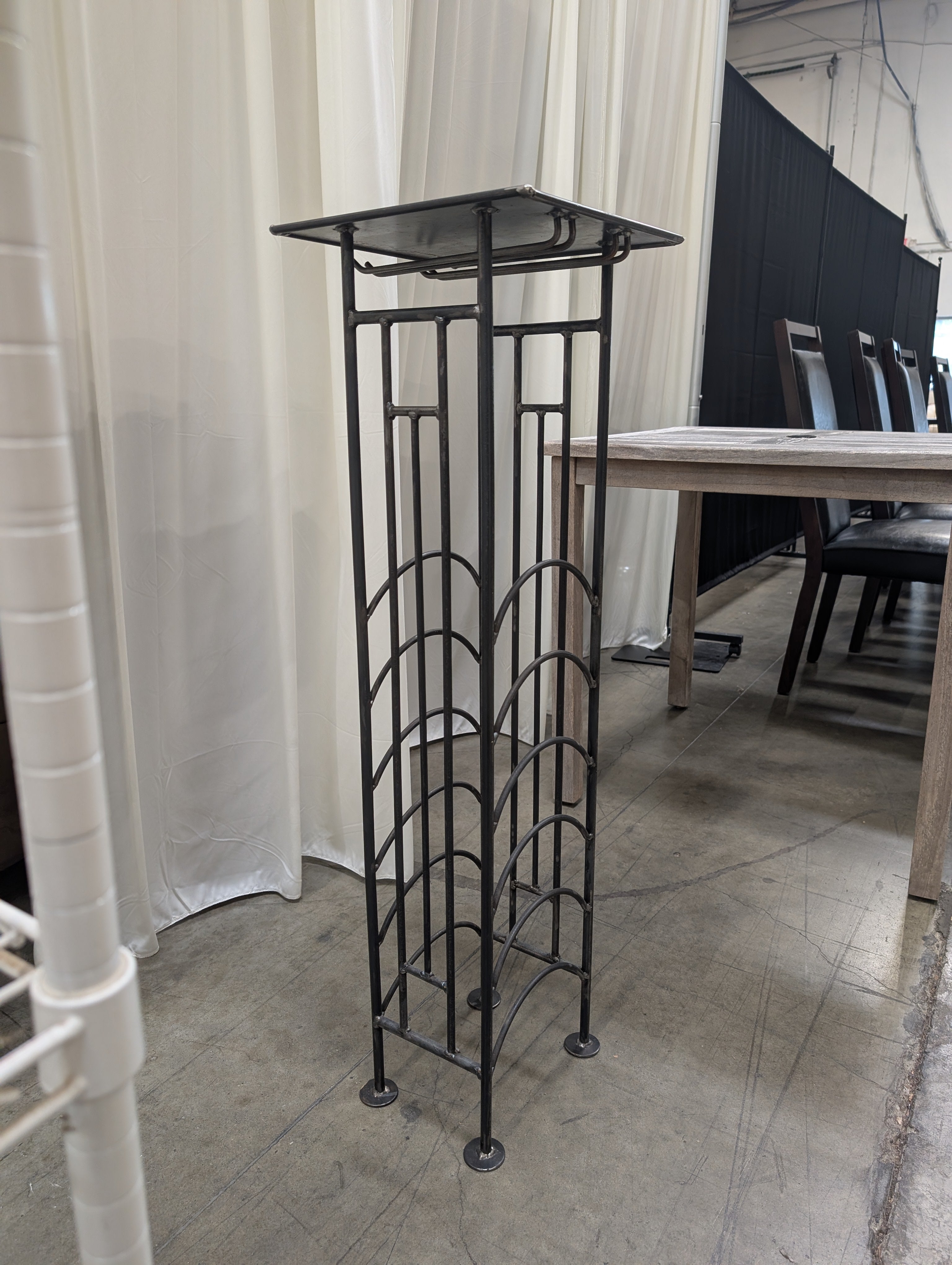 Industrial Dark Gray Metal Plant Stand