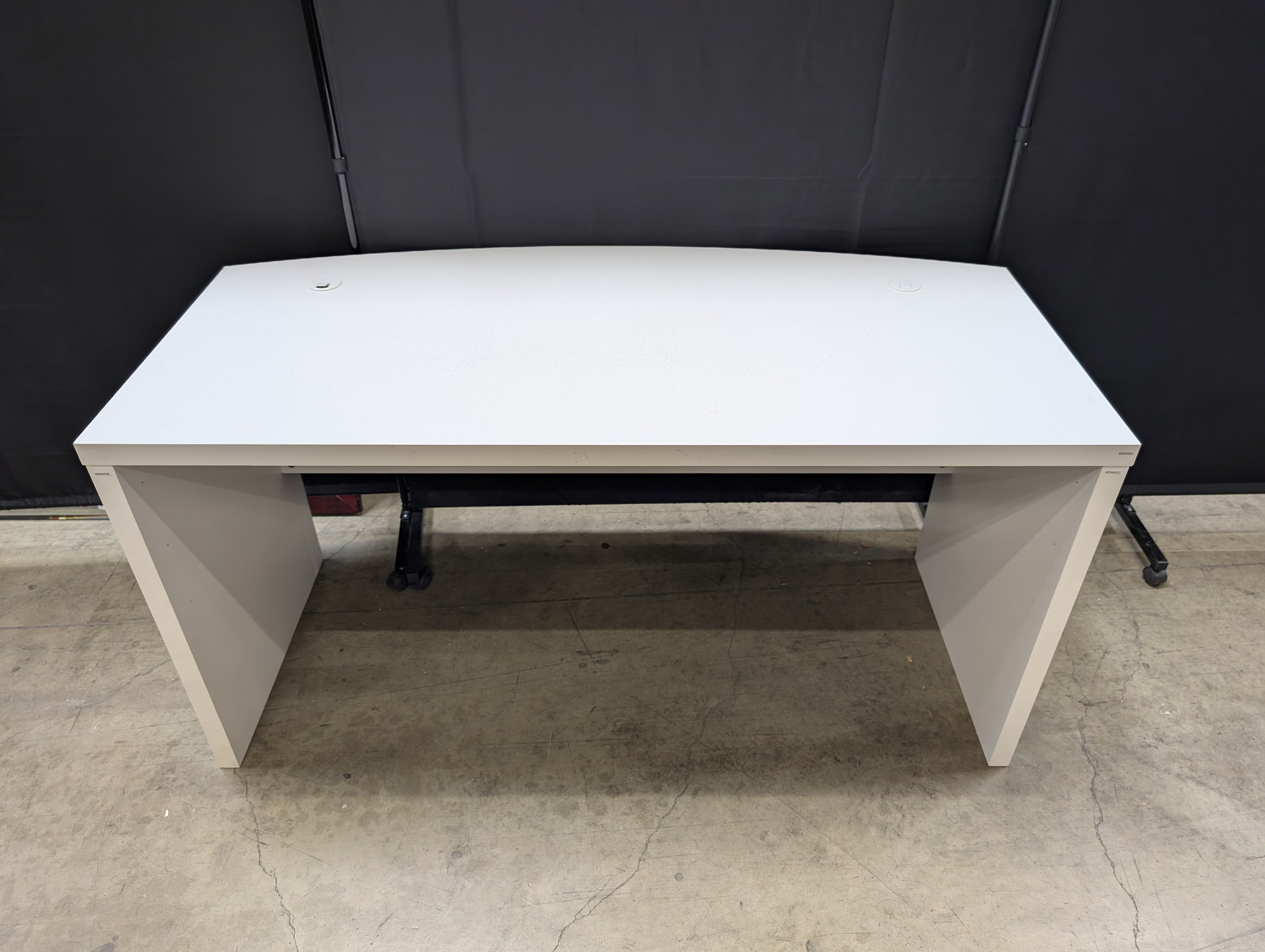 Modern White Home Office Desk with Curved Front
