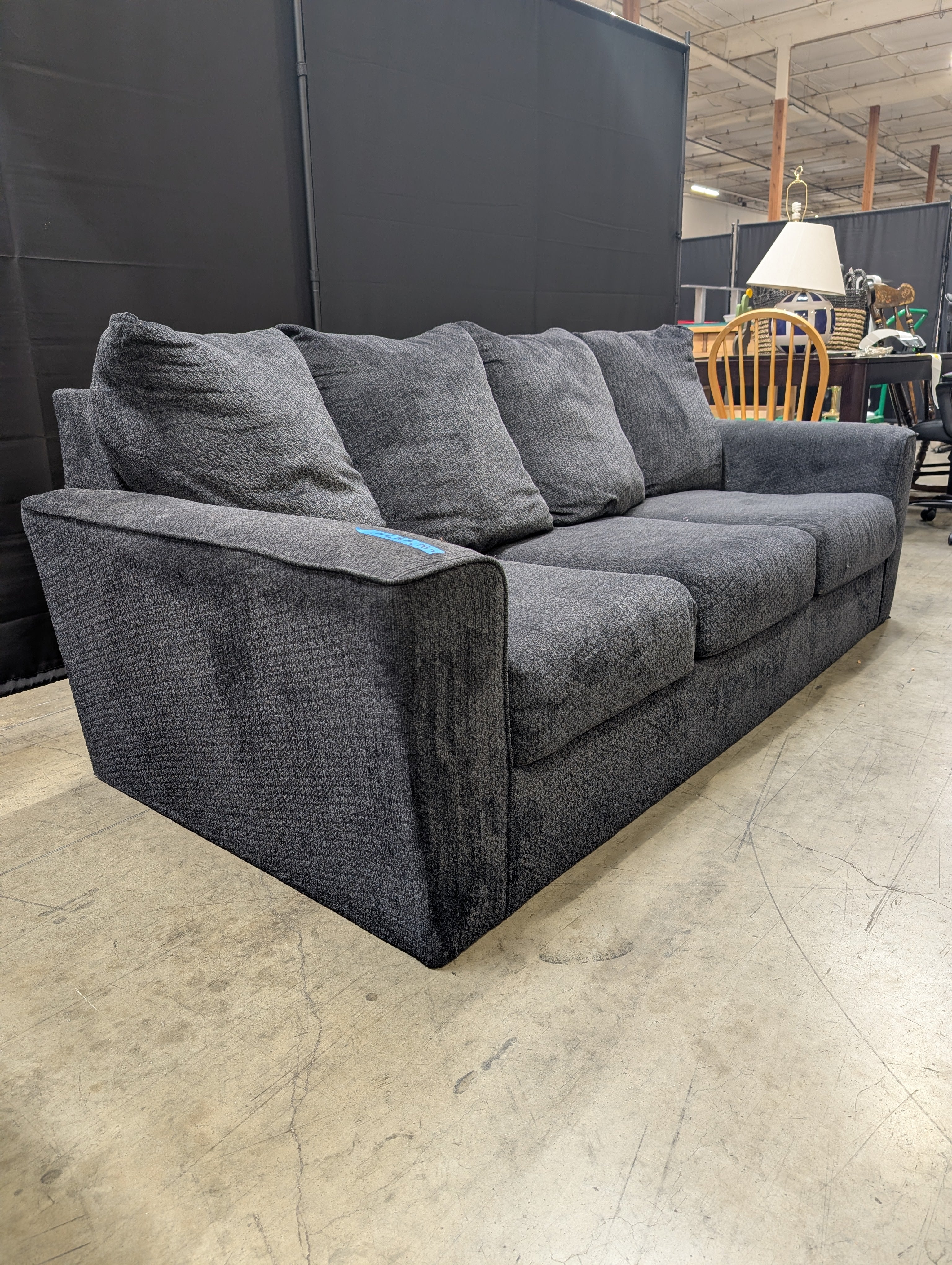 Contemporary Dark Grey Fabric Ashley Furniture Sofa Used