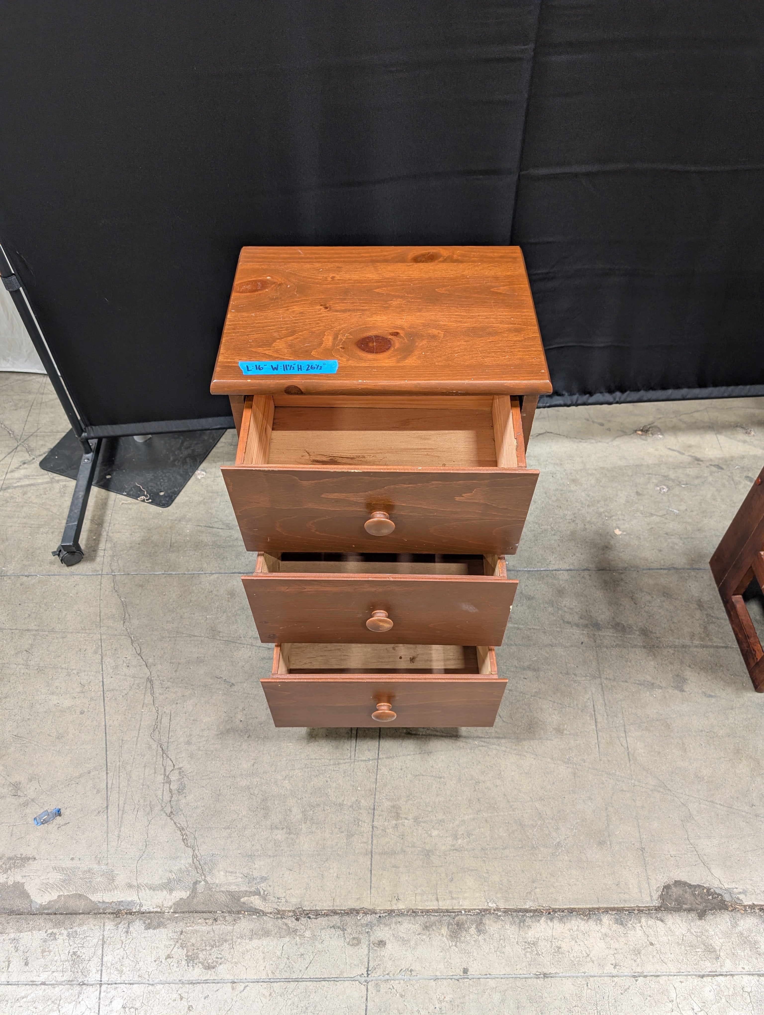 Three-Drawer Wood Nightstand with Round Knobs