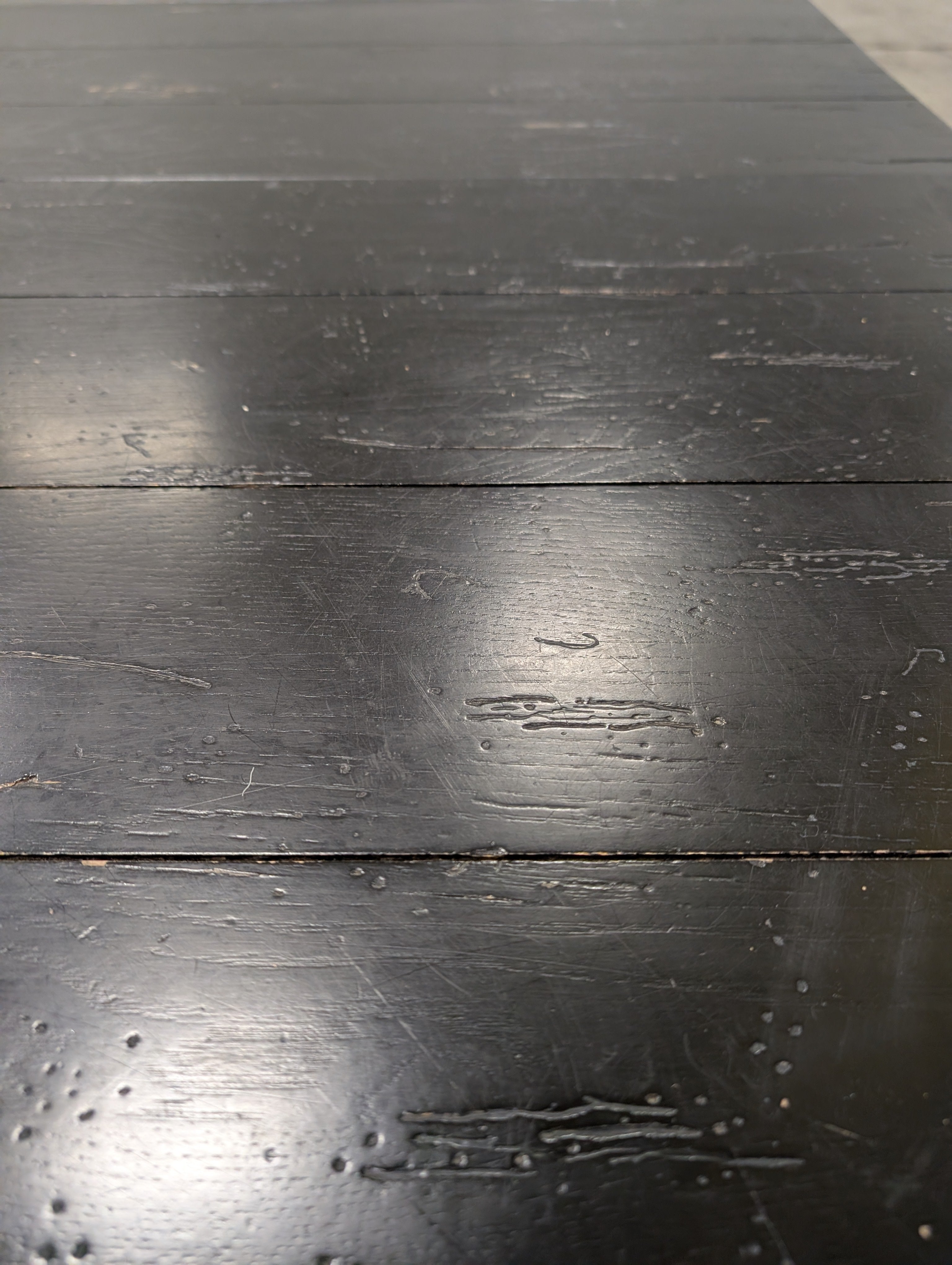 Rustic Dark Stained Wood Rectangular Dining Table