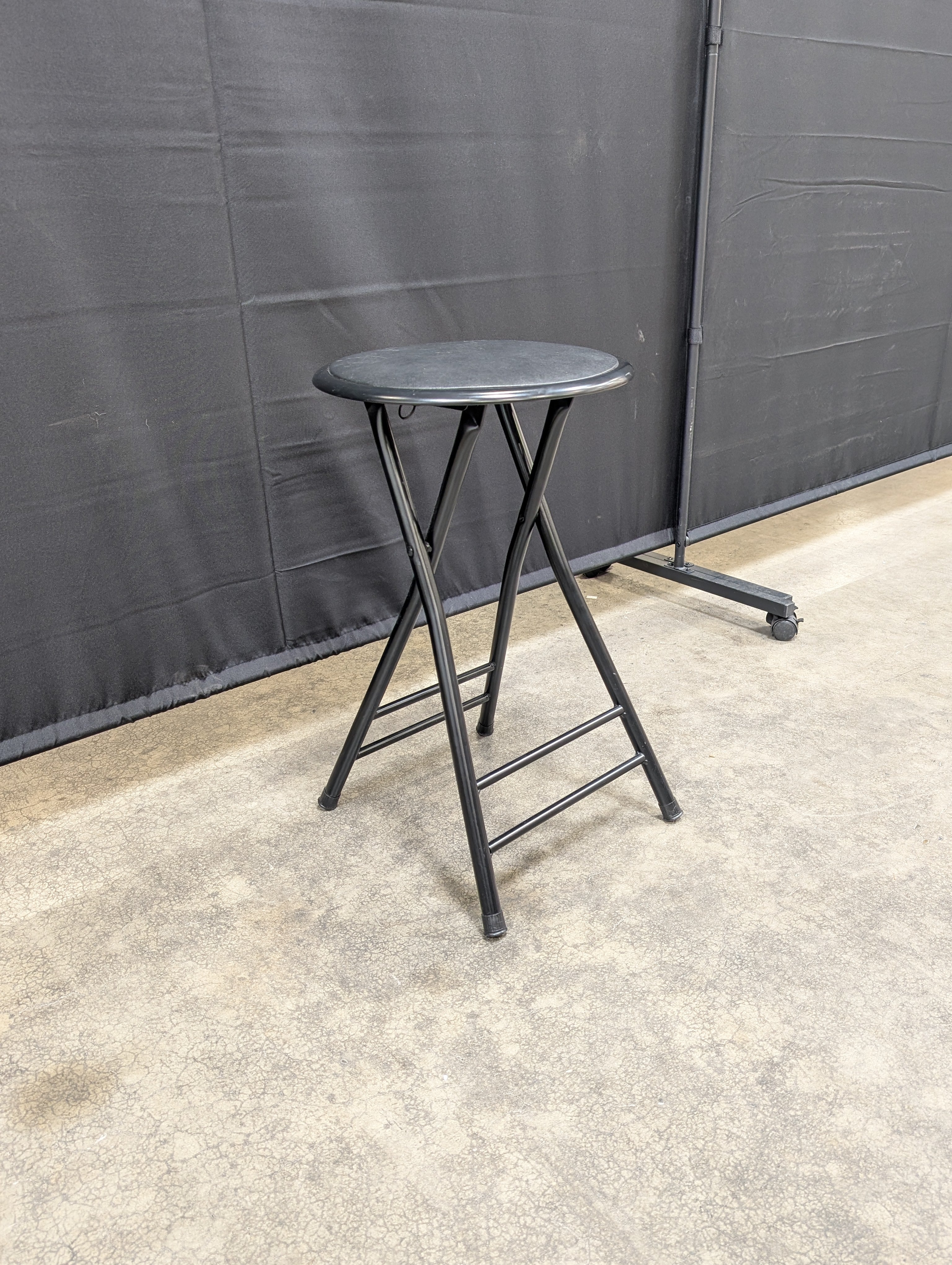 Compact Black Round Folding Stool