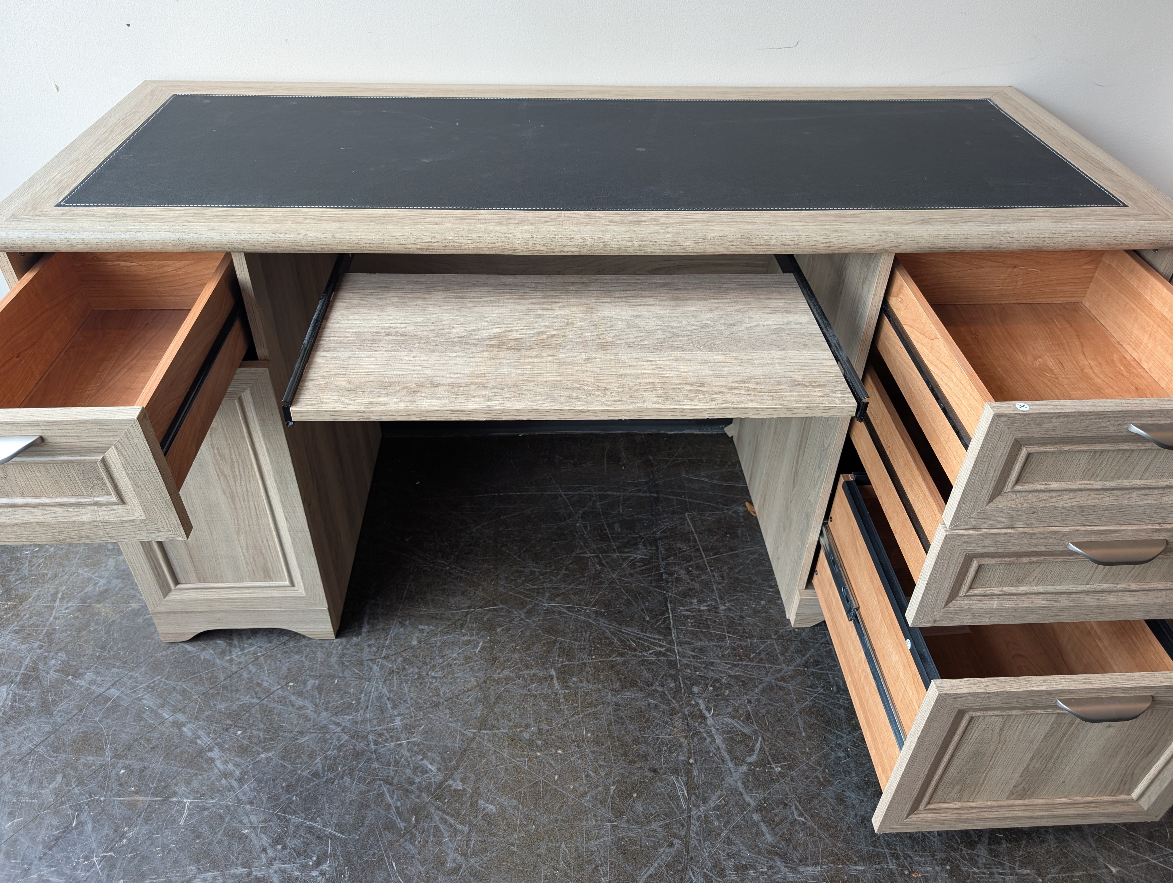 Rustic Wood Writing Desk with Dark Top