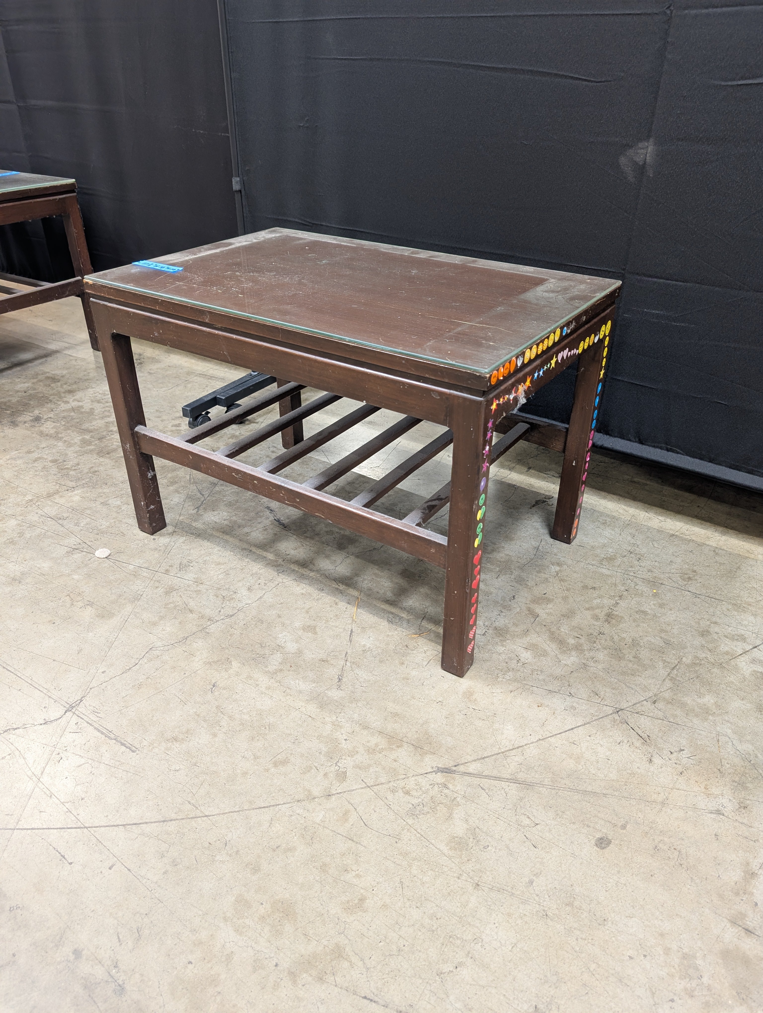 Modern Rectangular Dark Wood End Table with Glass Top