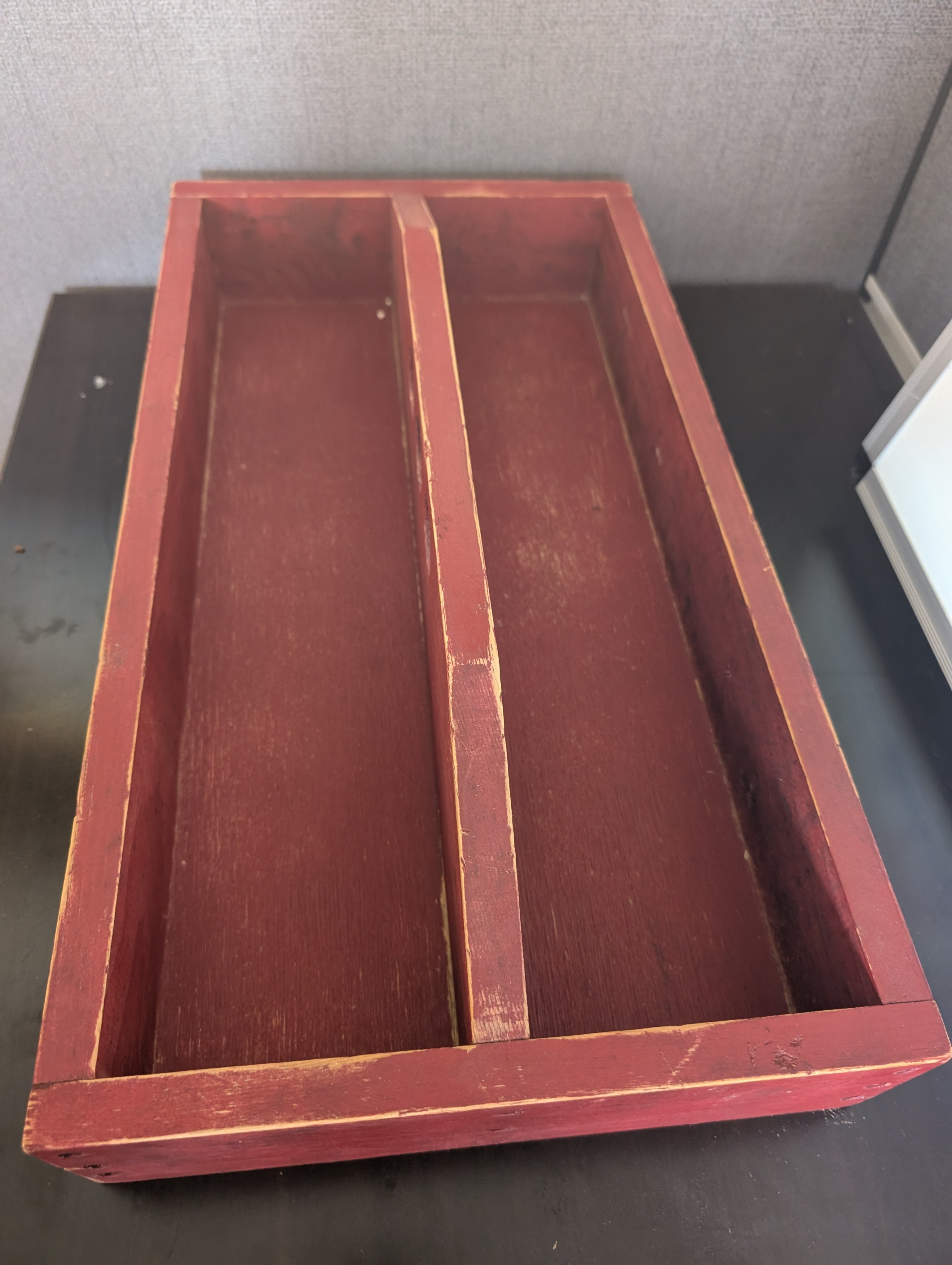Rustic Red Wooden Storage Caddy with Handle