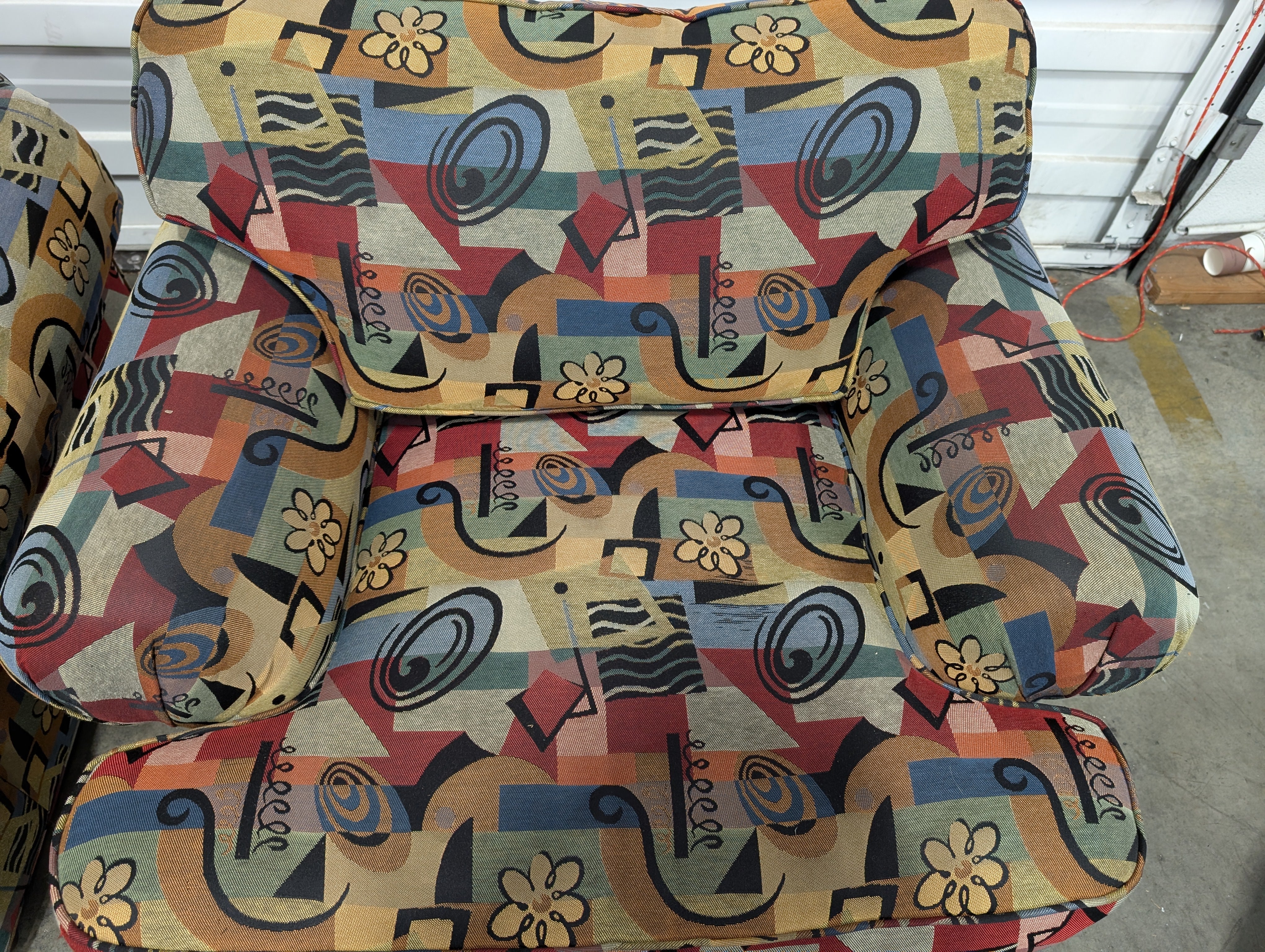 Pair of Mid-Century Modern Armchair with Ottoman