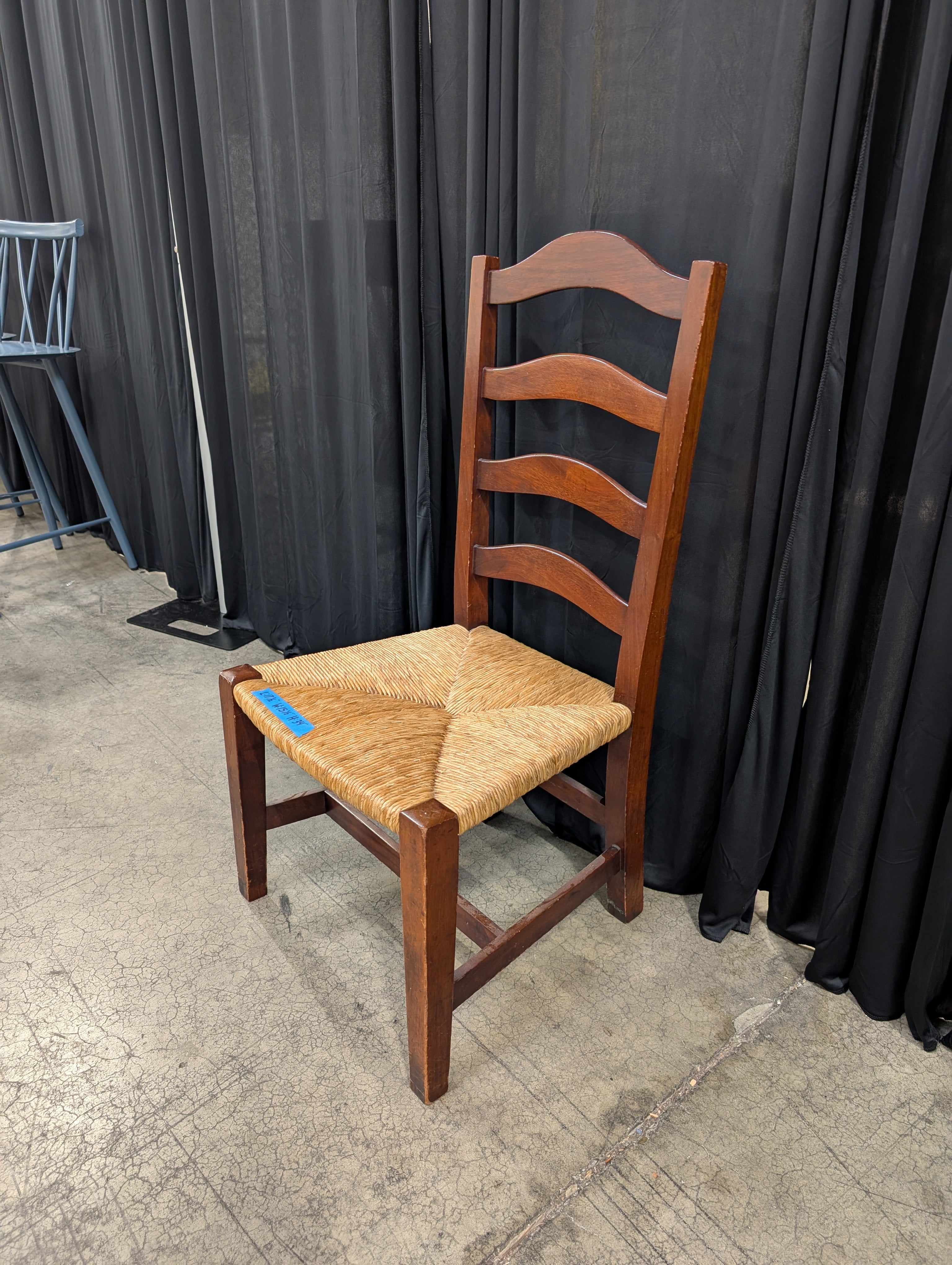 Traditional Wood Ladderback Dining Chair with Rush Seat