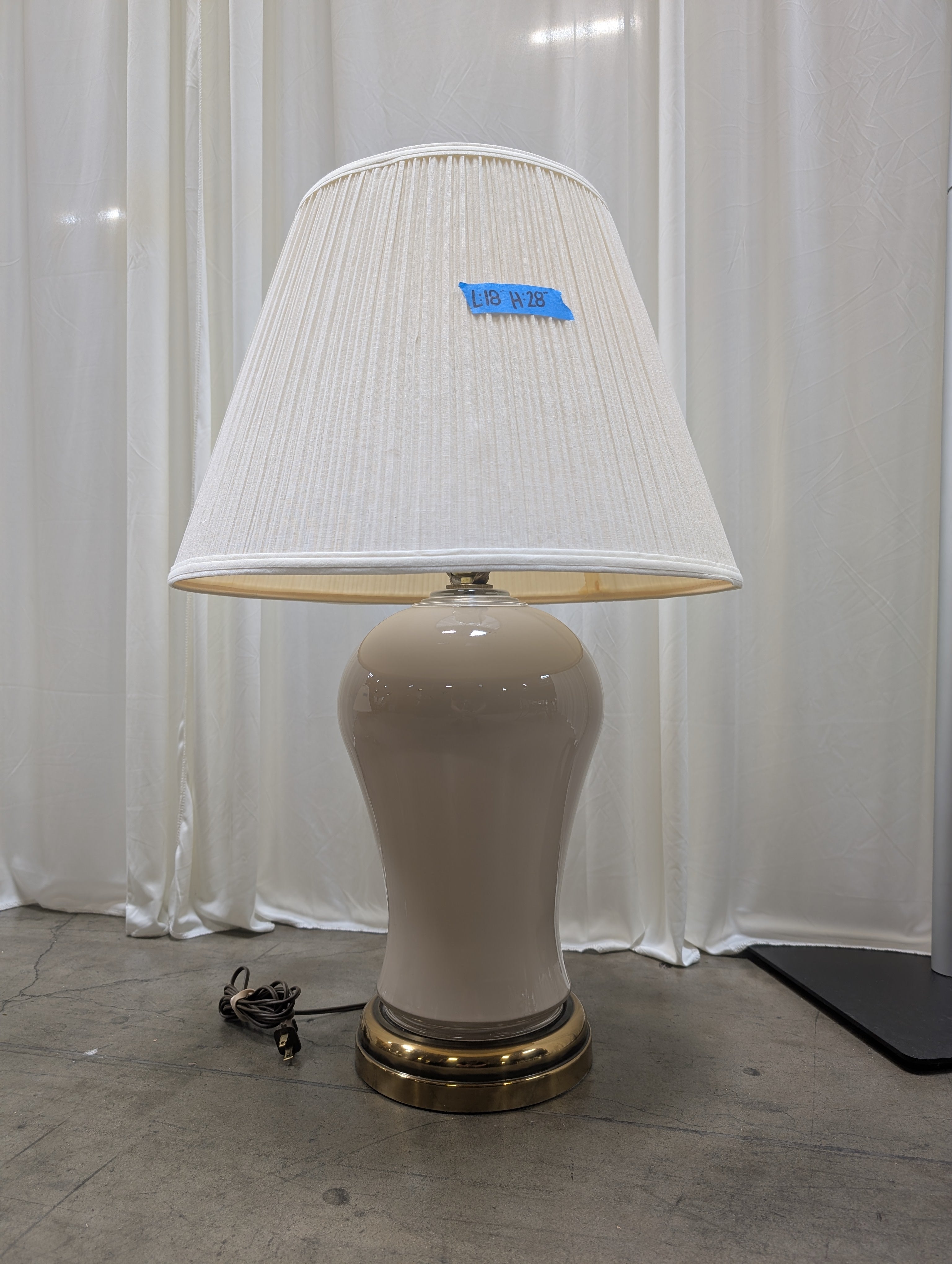 Vintage Cream Ceramic Table Lamp with Pleated Shade