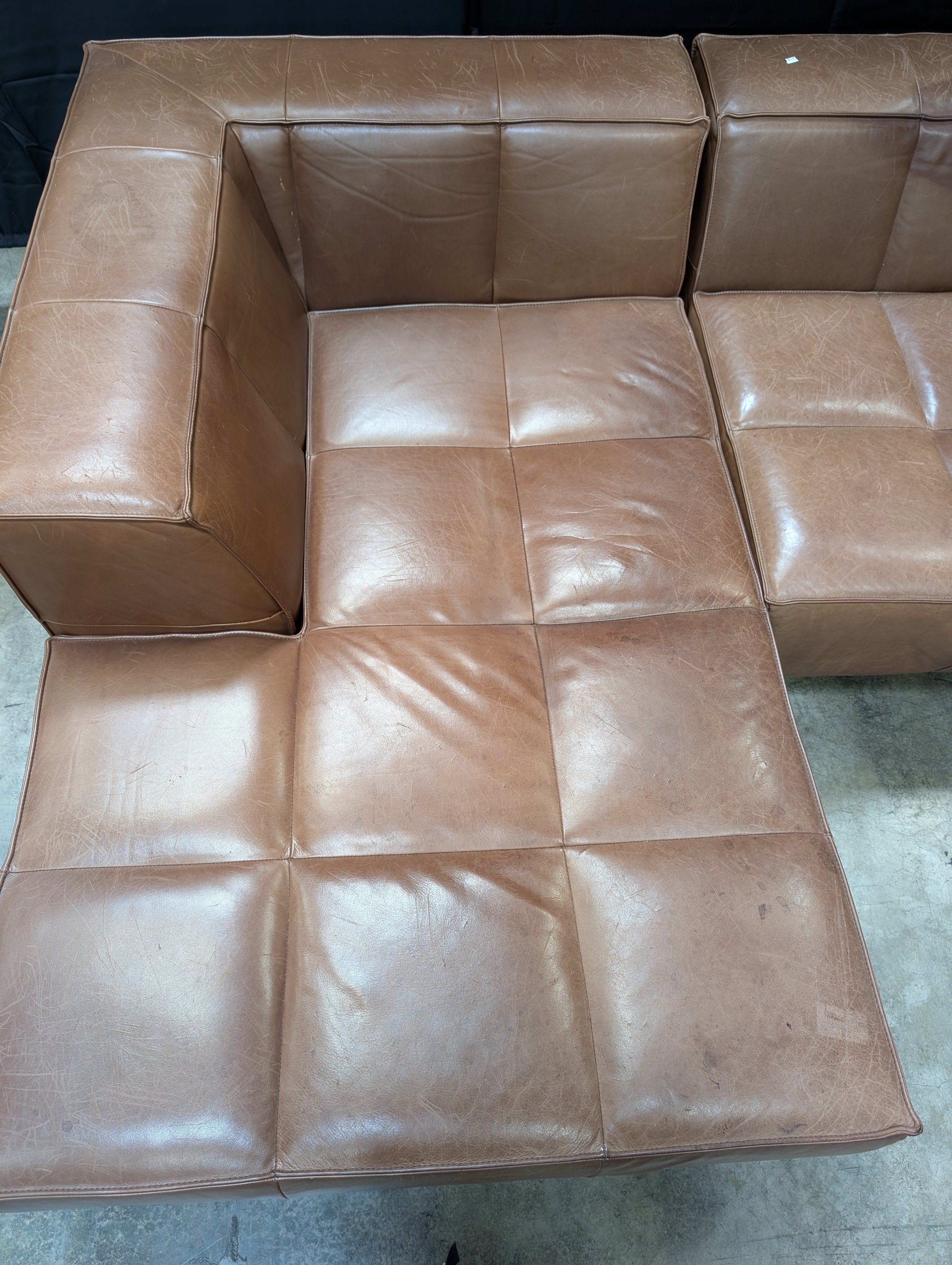 BoConcept Brown Leather Sectional Sofa with Chaise