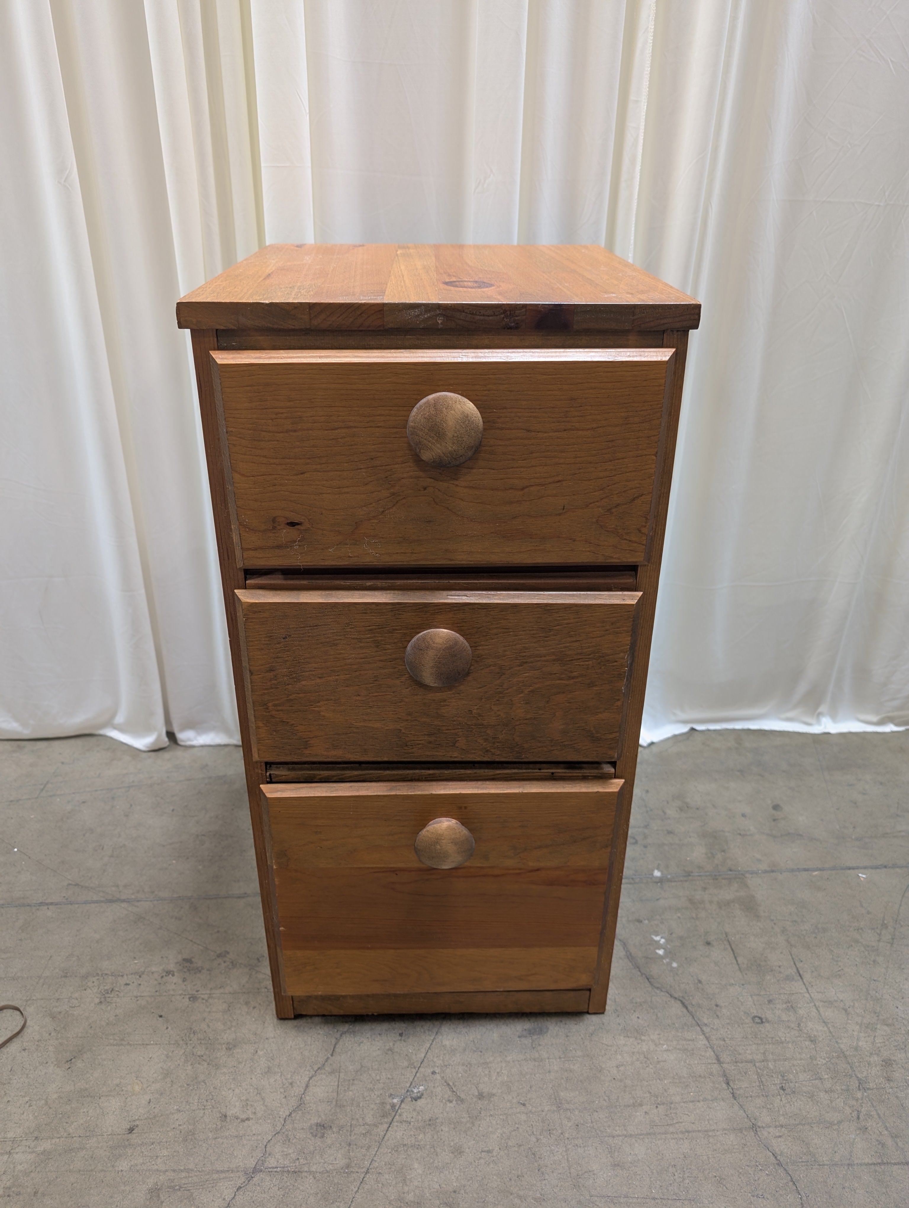 Three-Drawer Pine Wood Nightstand