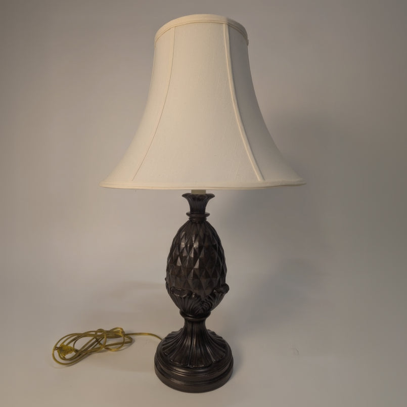 Traditional Pineapple Base Table Lampswith Cream Bell Shade