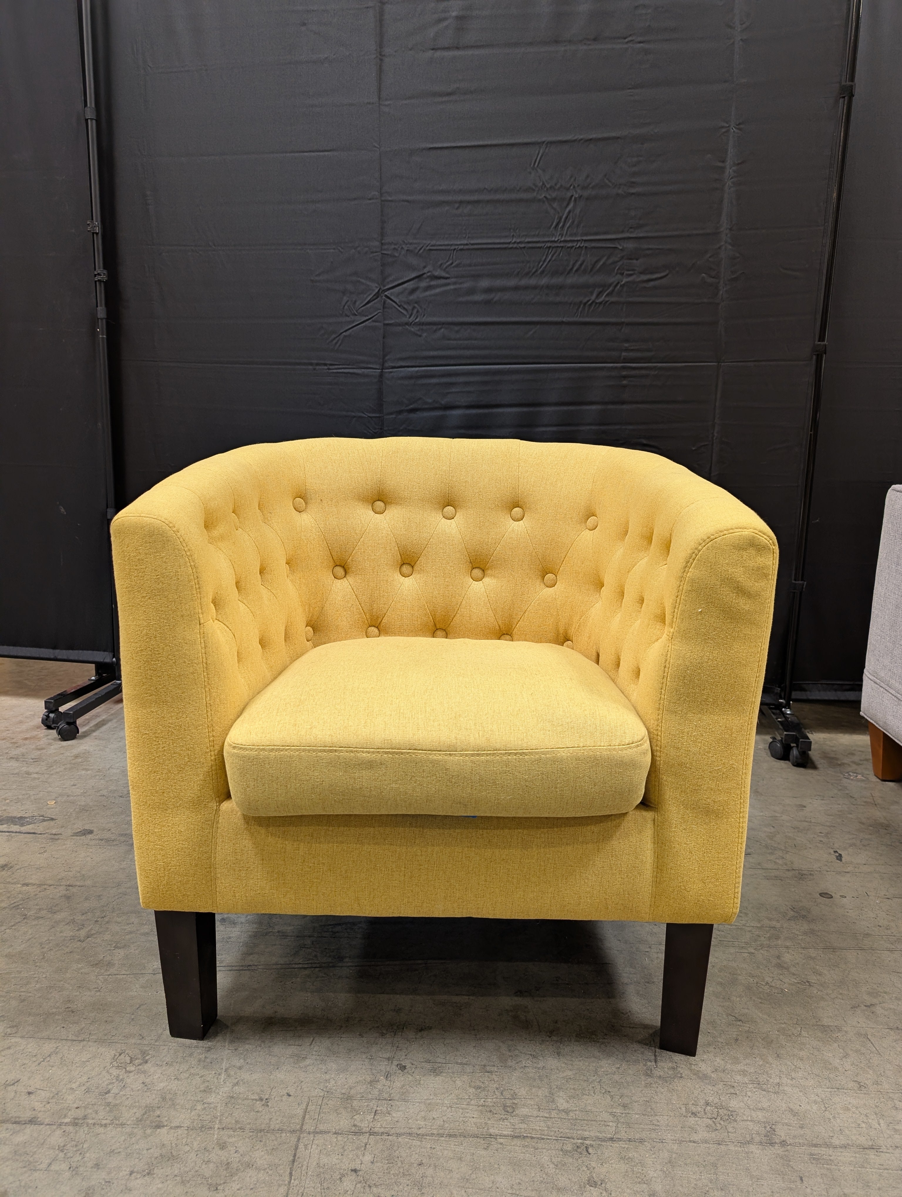 Vibrant Yellow Tufted Upholstered Accent Chair