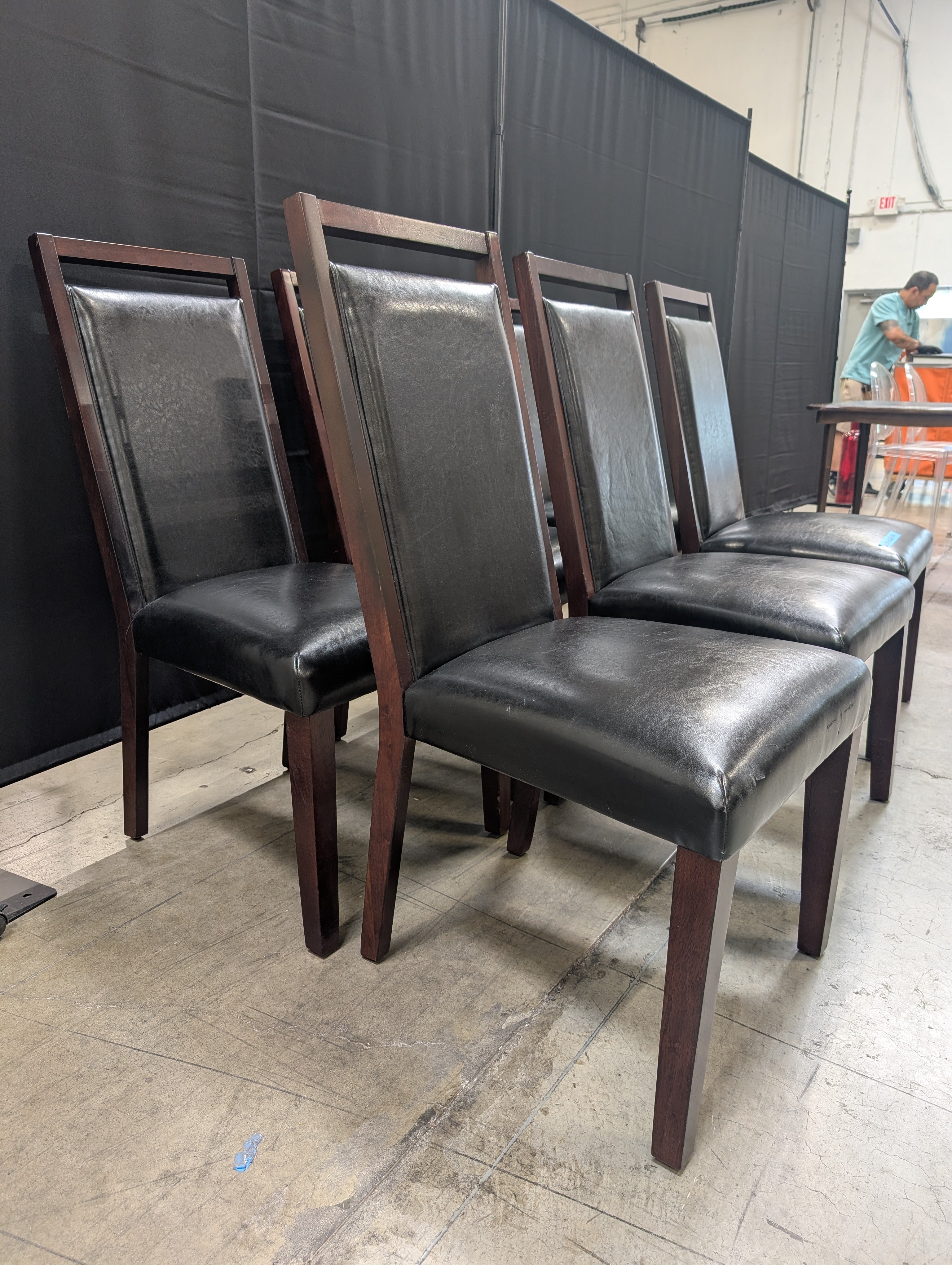 Dark Espresso O-Palier furniture Wood Dining Chair in Faux Leather