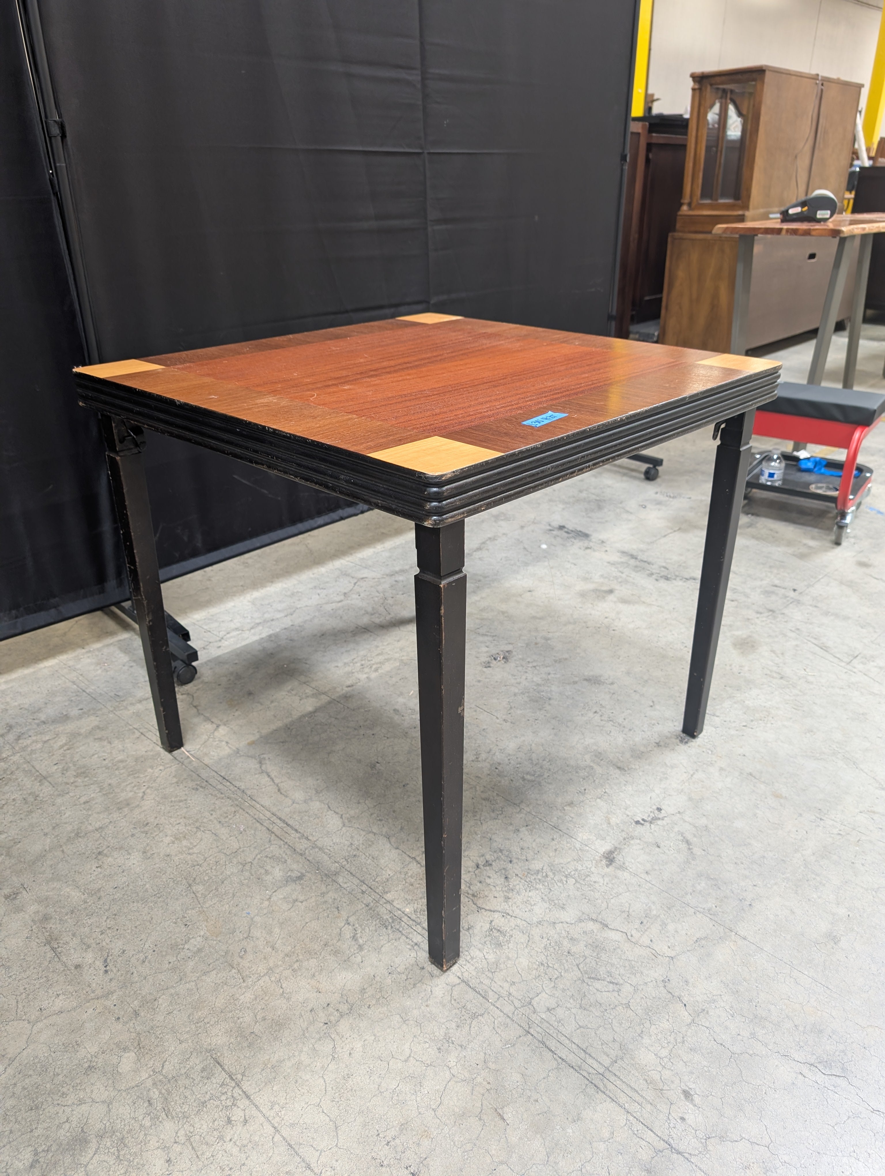 Square Mid-Century Card Table with Inlaid Top