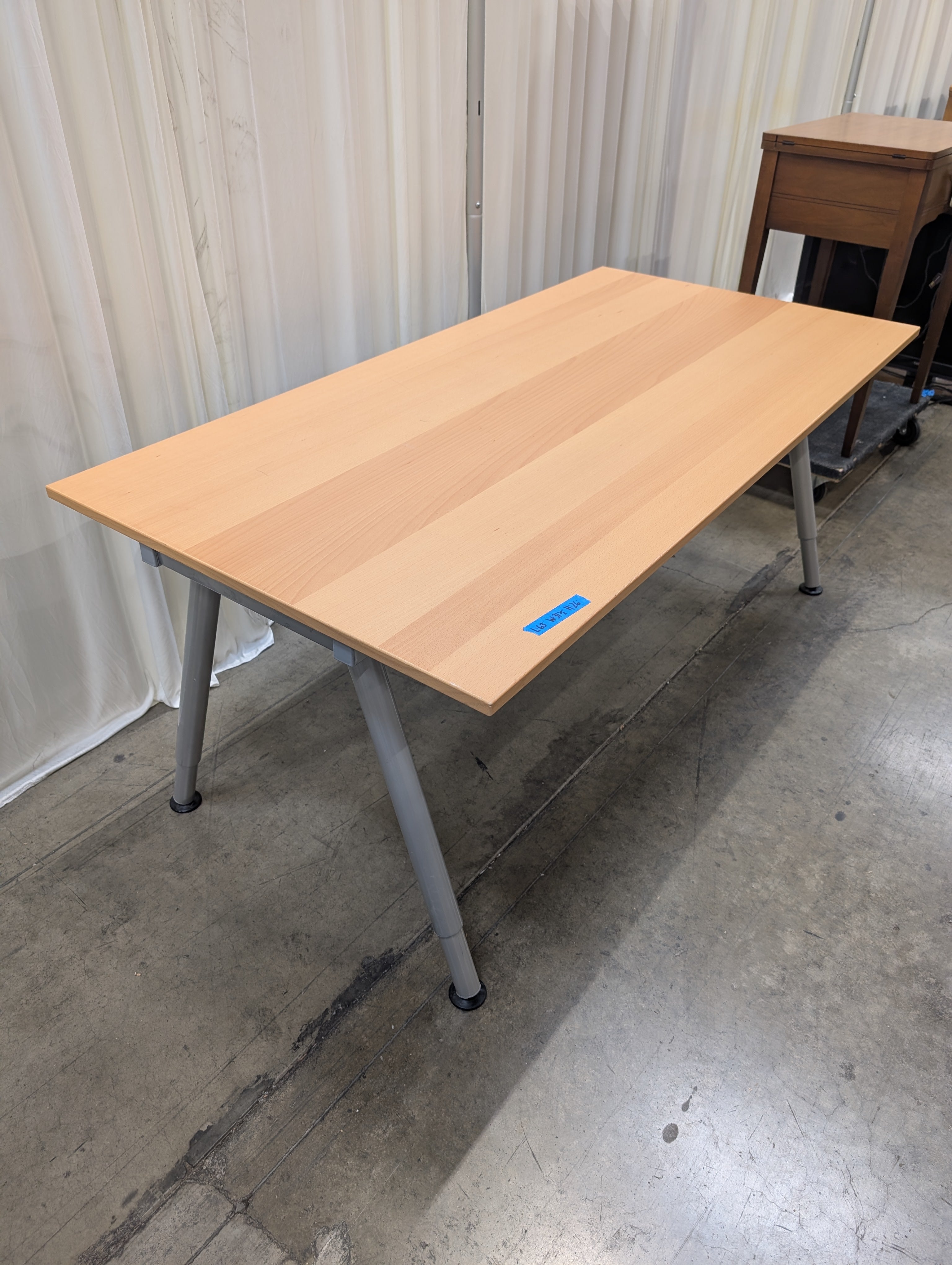 Light Wood Veneer Ikea Desk with Adjustable Legs