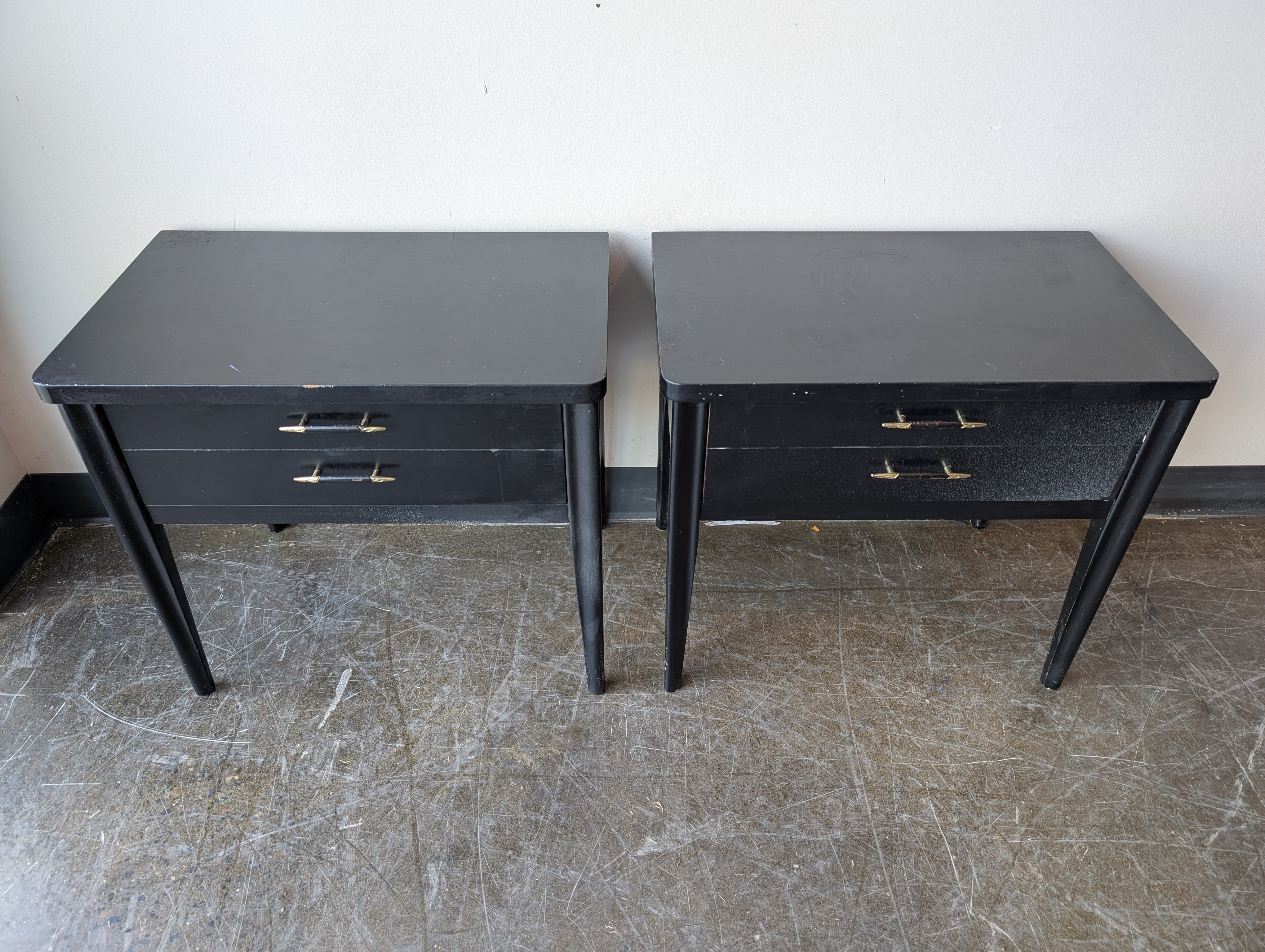 Pair of Modern Black Wood End Table