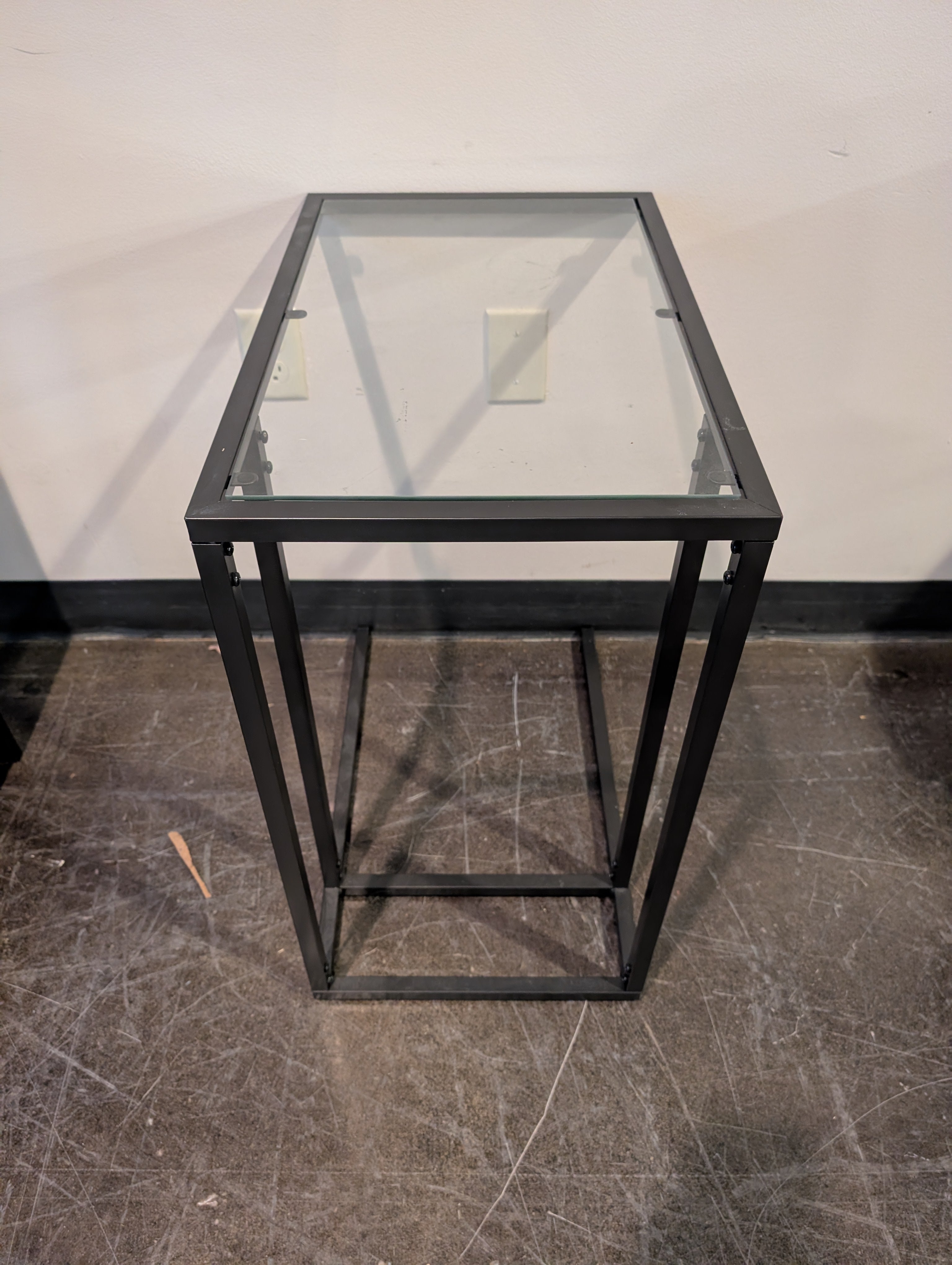 Modern Industrial Glass Top Side Table