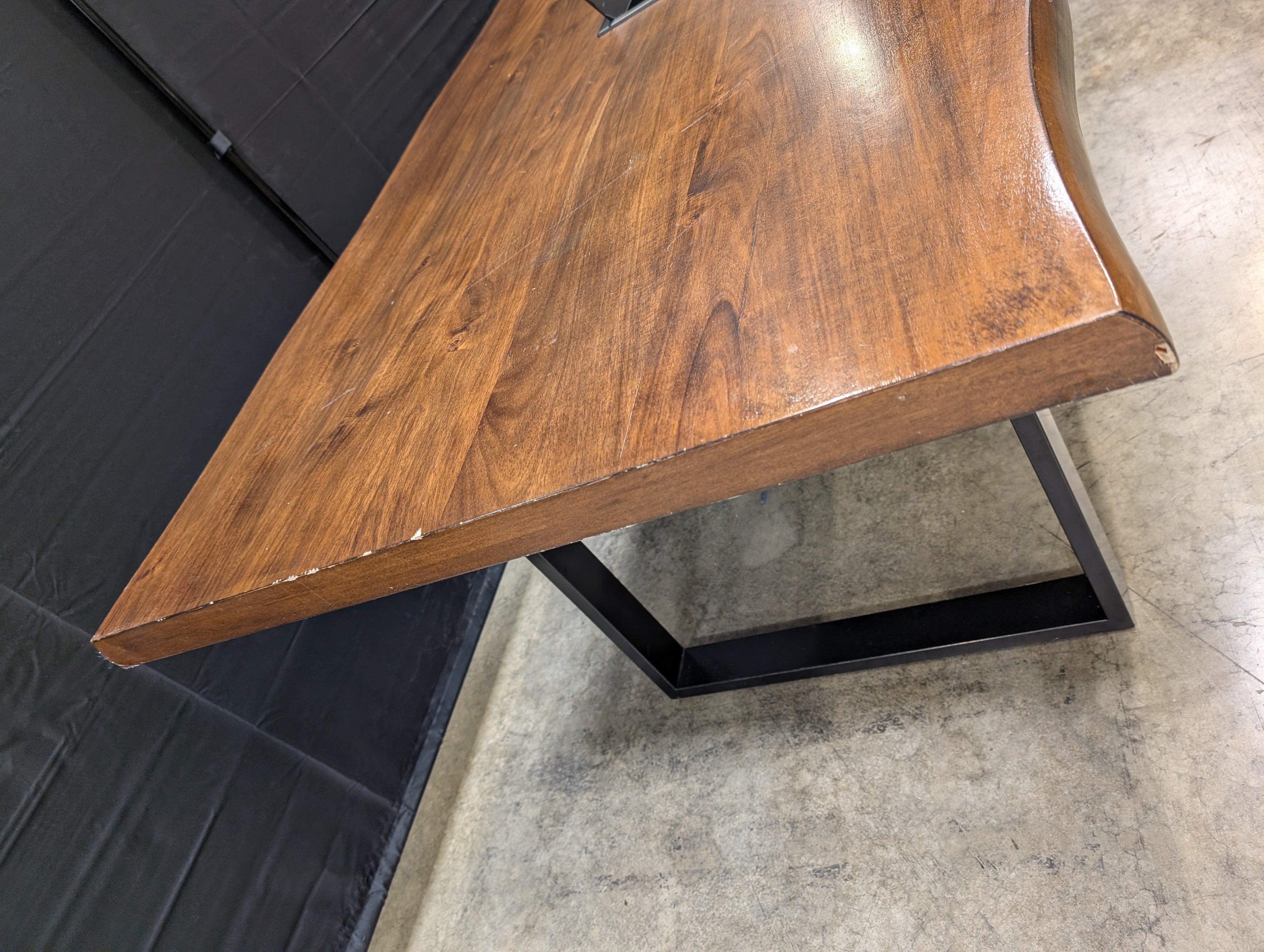 Rustic Live Edge Wood Desk with Industrial Black Metal V-Legs