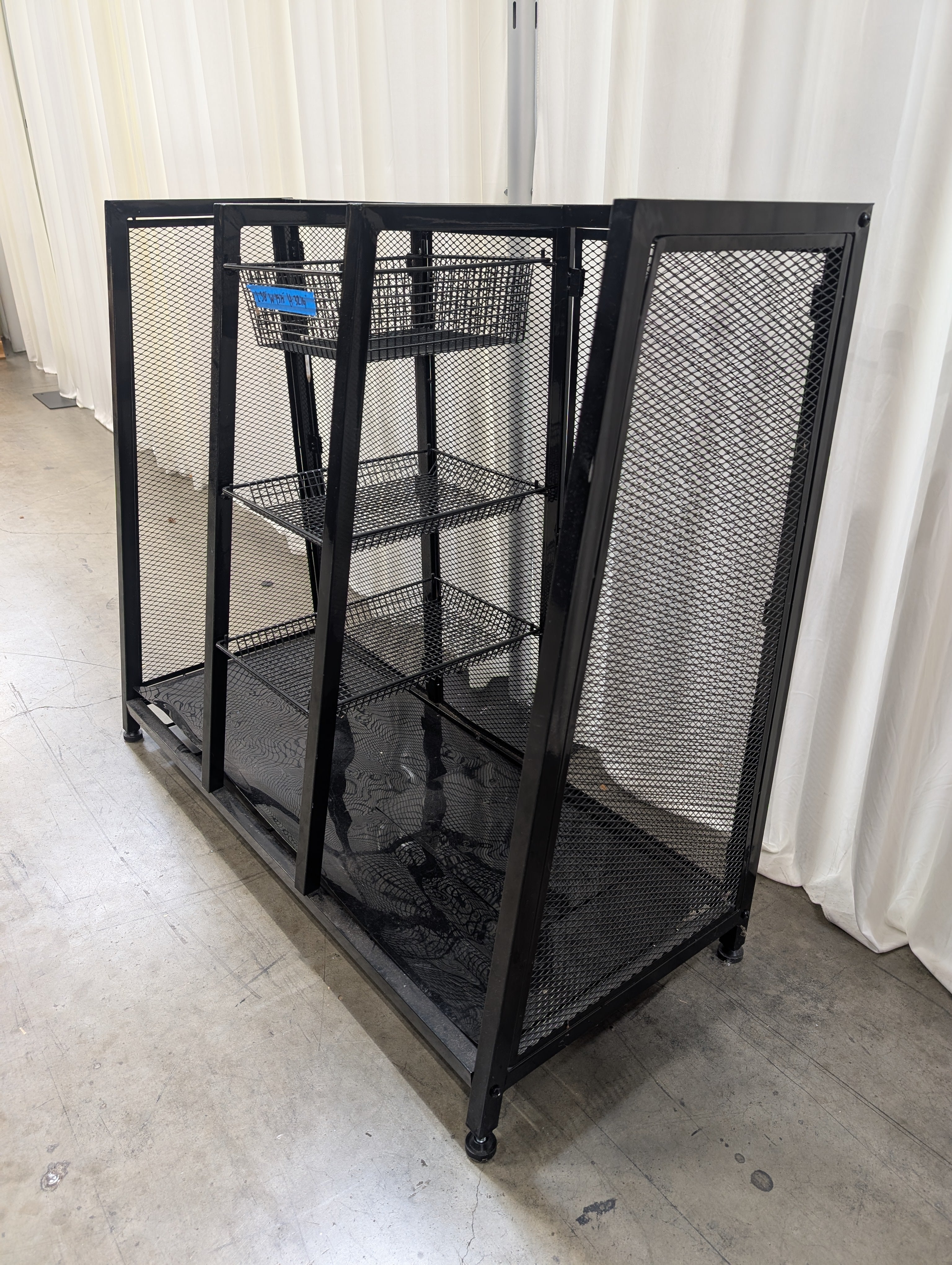 Black Metal Mesh Bookcase with Baskets