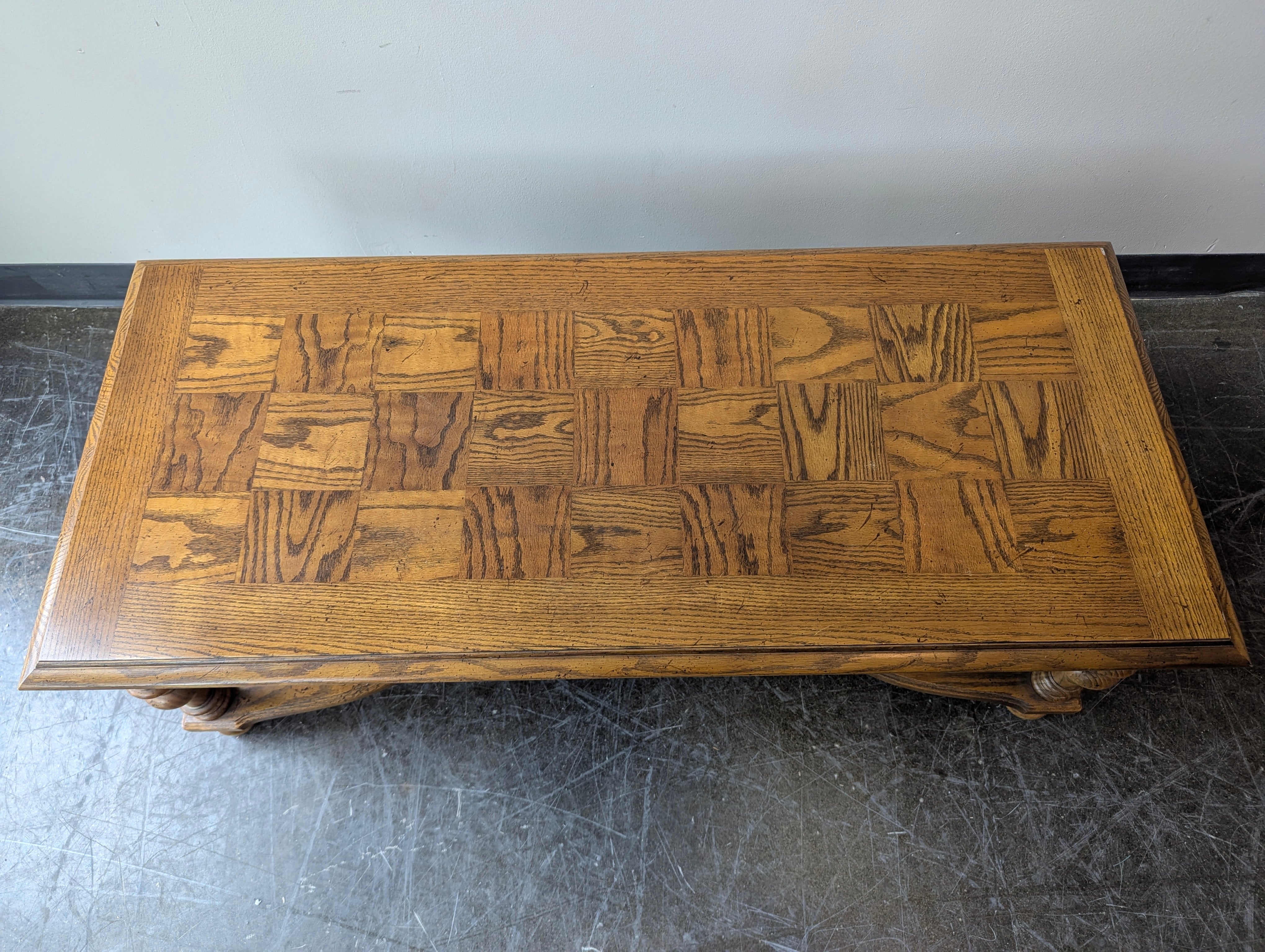 Traditional Carved Wood Rectangular Coffee Table
