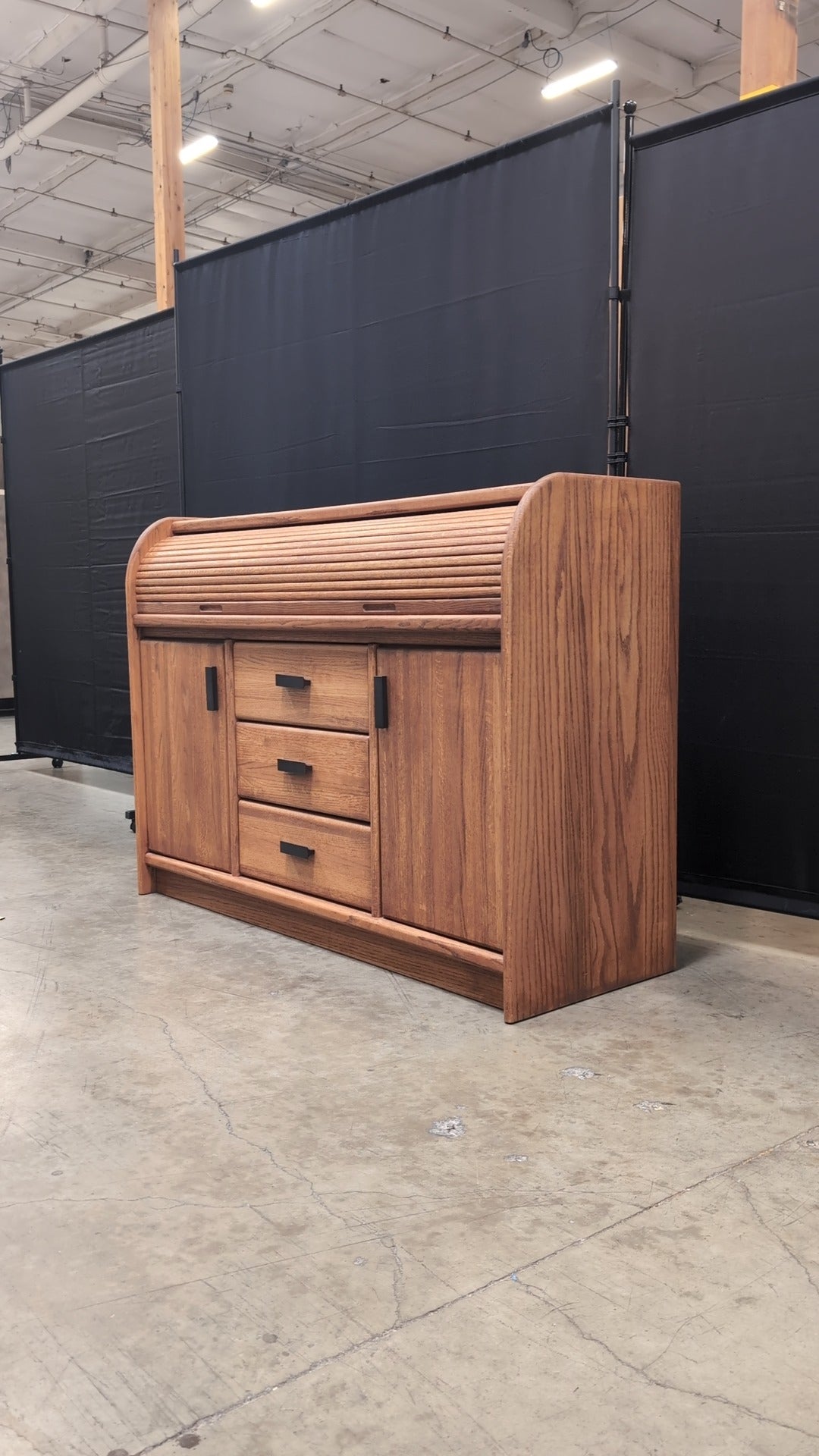 Hardwood Media Console with Storage and Drawers