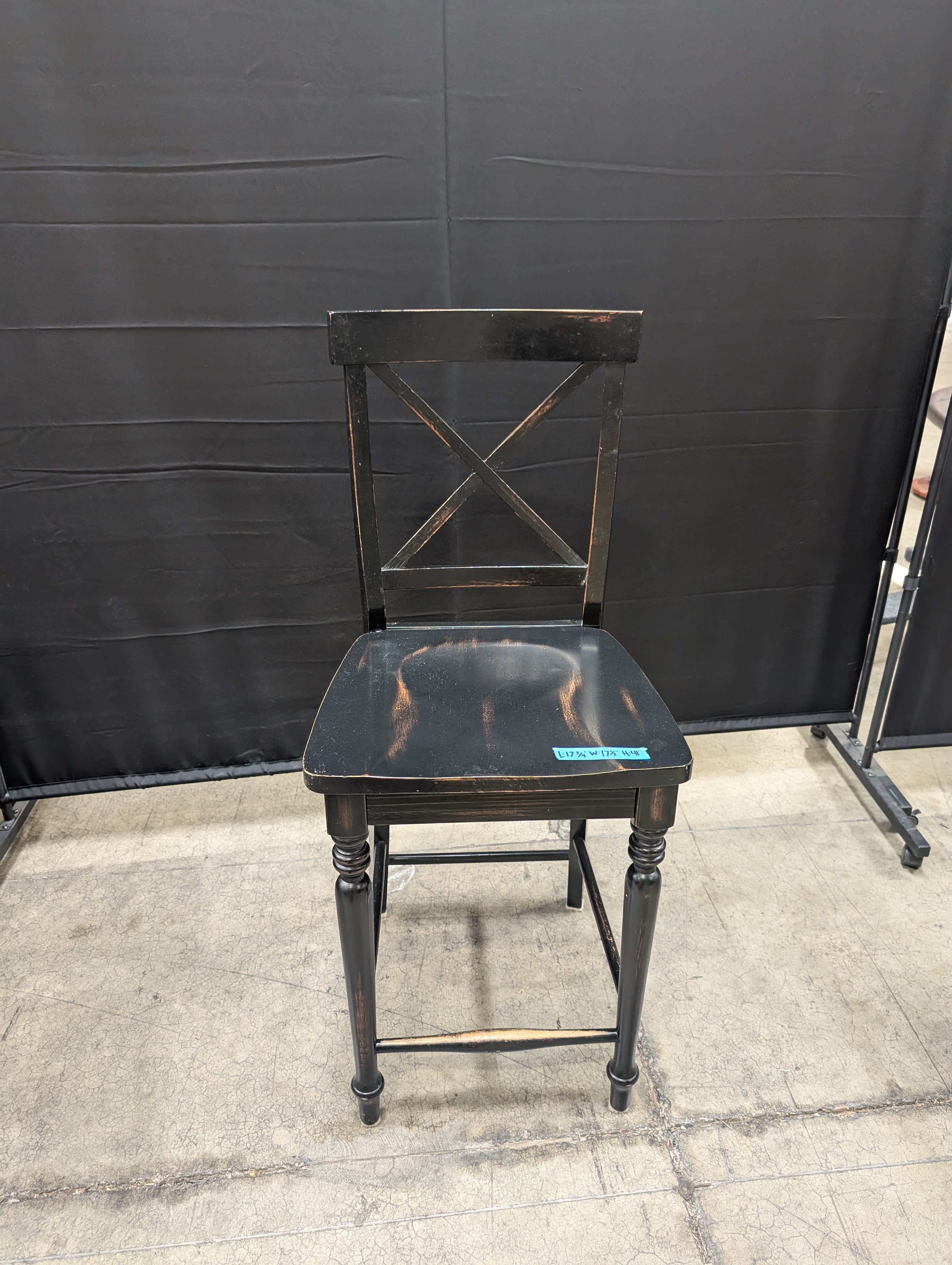 Farmhouse Crossback Wooden Barstool in Black Wood
